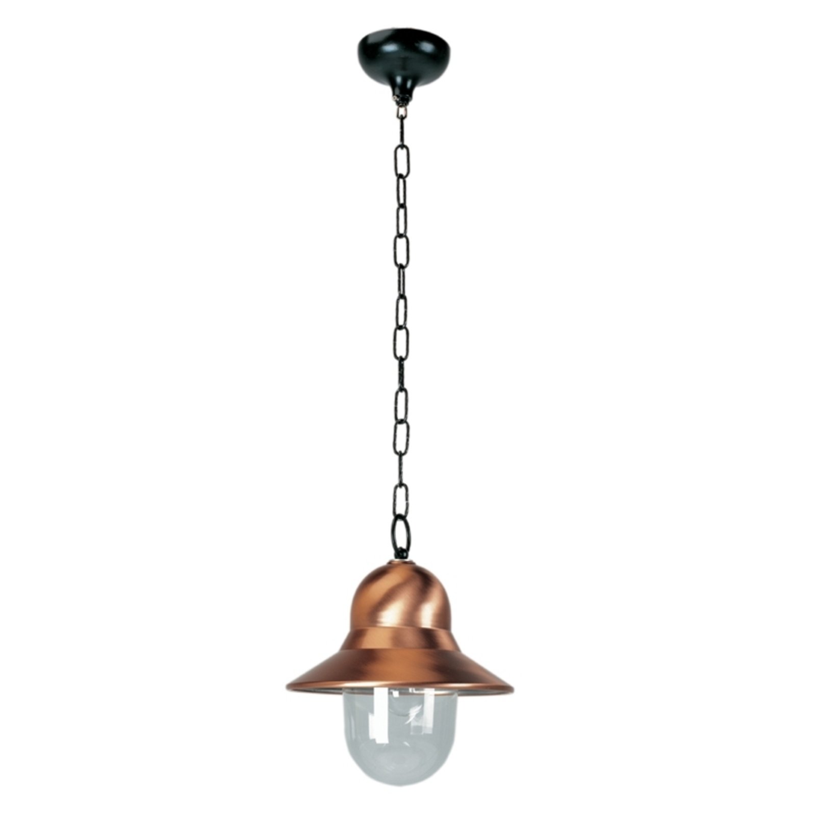 Copper-coloured outdoor hanging light Toscane, black
