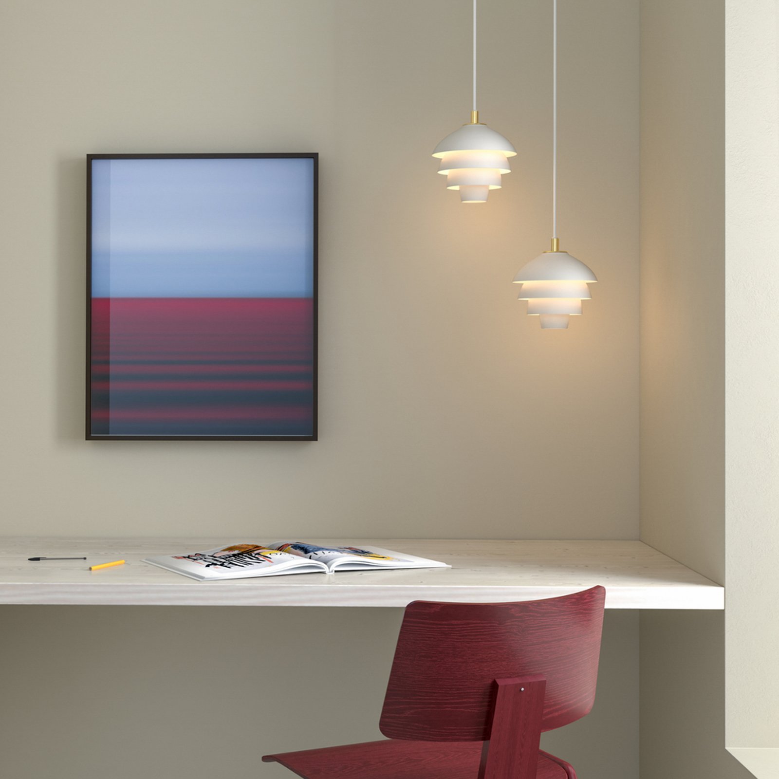 Valencia pendellampe, Ø 18 cm, hvit/messing, G9 - Belid Valencia pendellampe, Ø 18 cm, hvit/messing, G9 - Belid