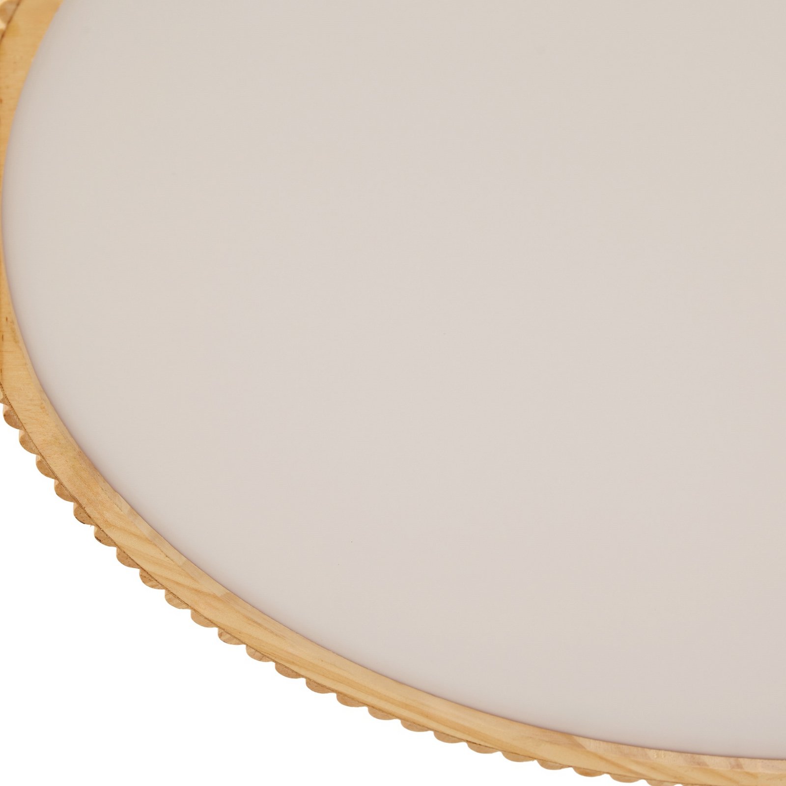 Lindby LED ceiling light Velua, white/light wood, CCT, Ø 50 cm