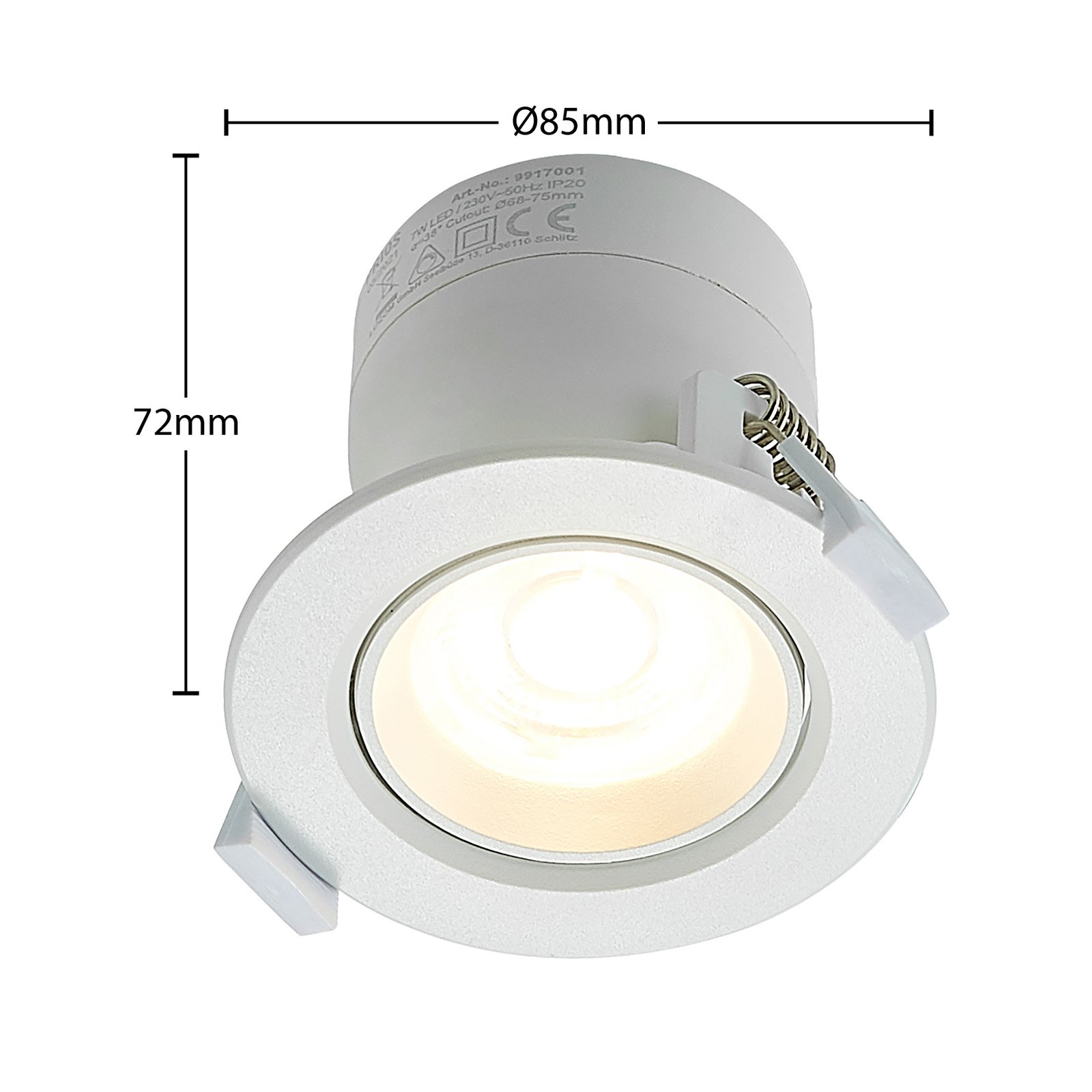 Prios Shima lámpara empotrada LED, blanco, 7 W
