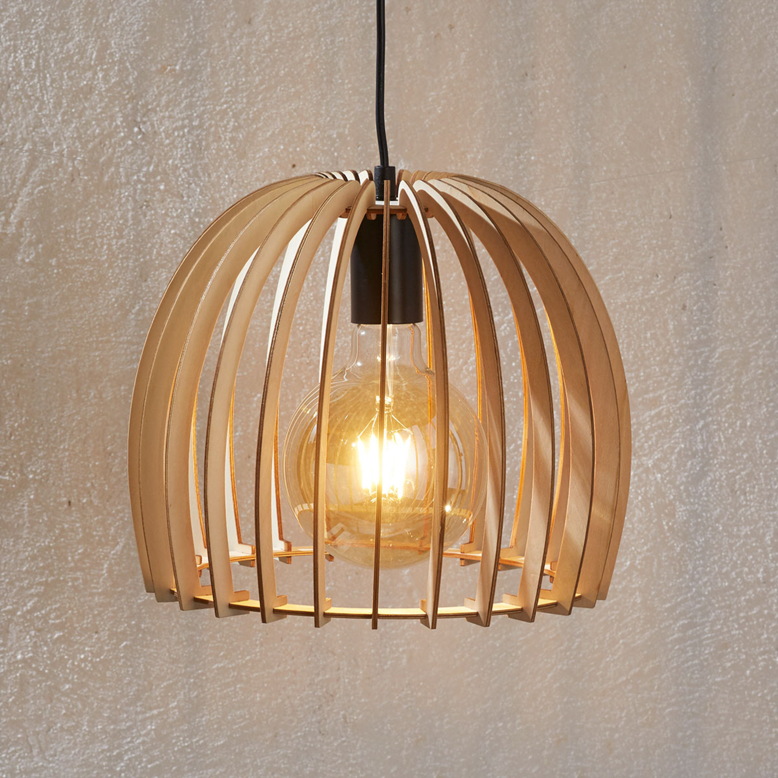 Houten hanglamp Bela, Ø 30 cm