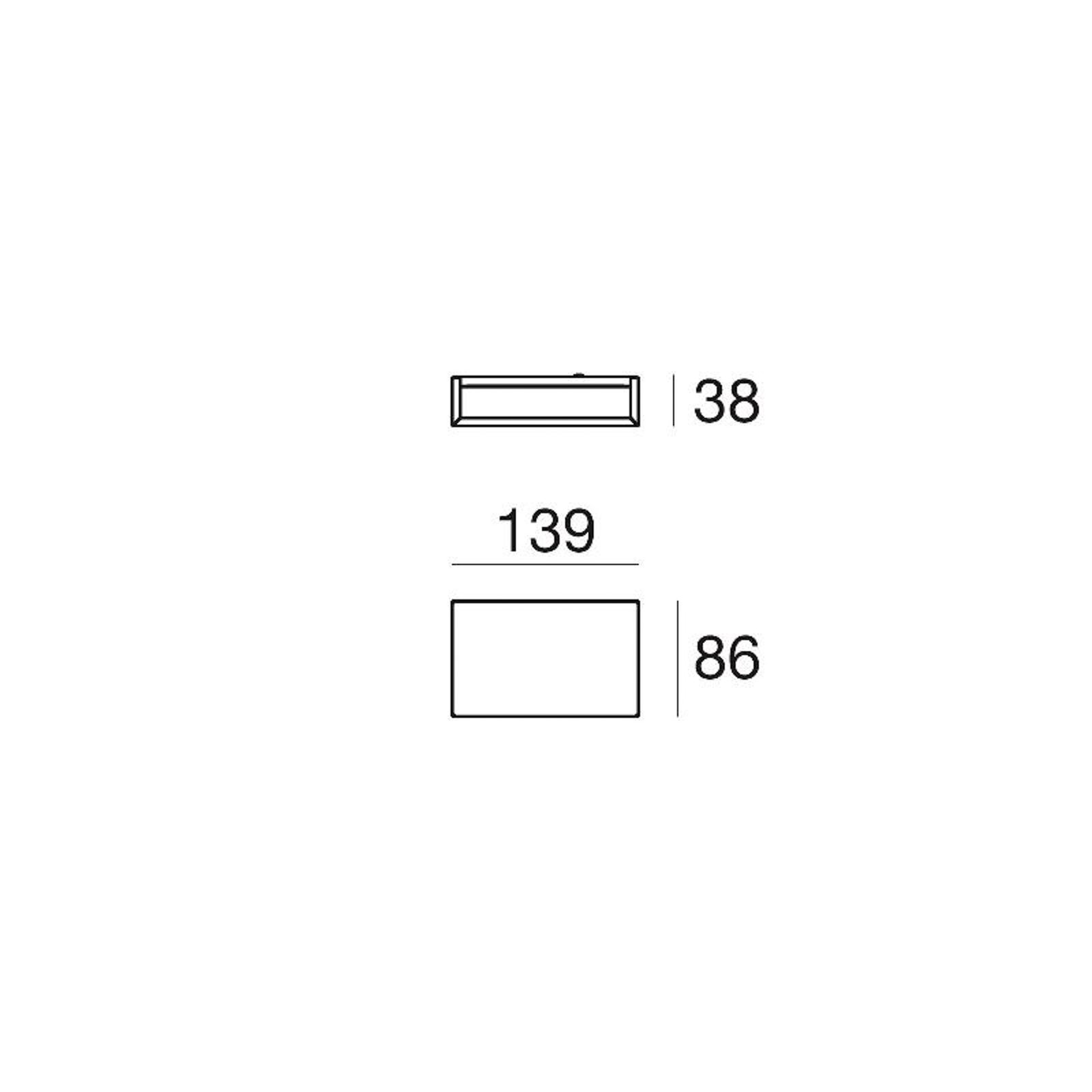 LED-vegglampe Box W2 bi-emission, B 13,9 cm, svart, 2700 K