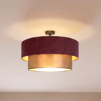 Plafondlamp Dorina, donkerrood/goud, Ø 60 cm, textiel, E27