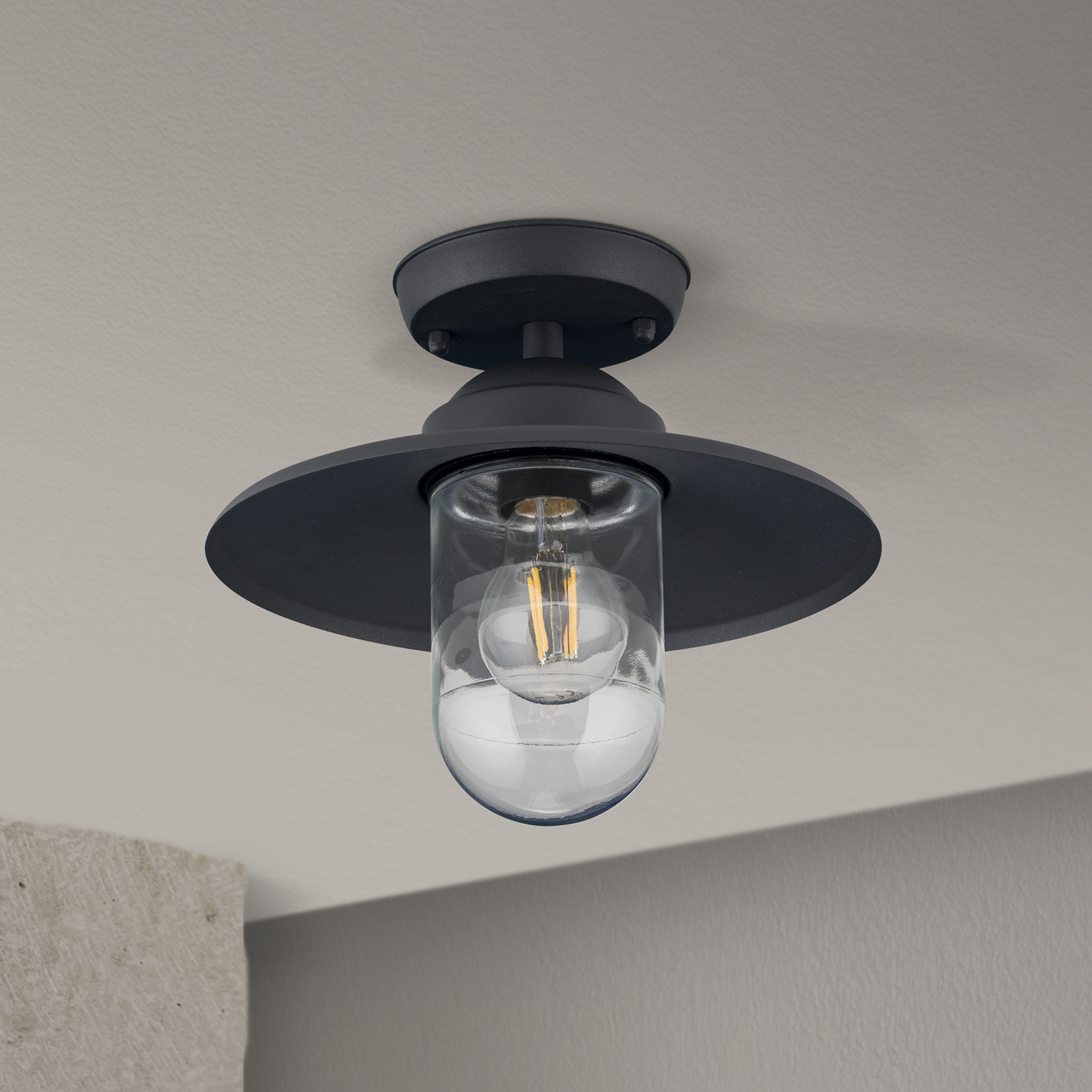 Außen-Deckenlampe Edward, anthrazit, Ø 27,5 cm, Aluminium