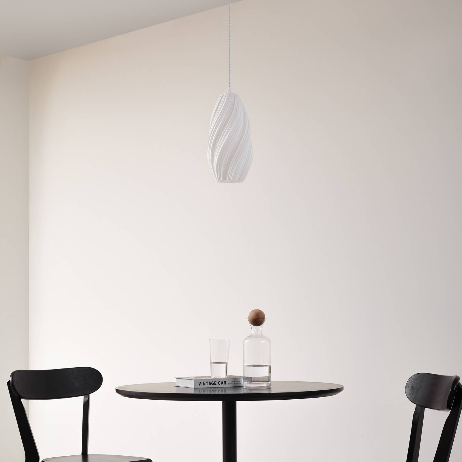 Lampa wisząca Lindby Nuvia, Ø 15,5 cm, biała, druk 3D