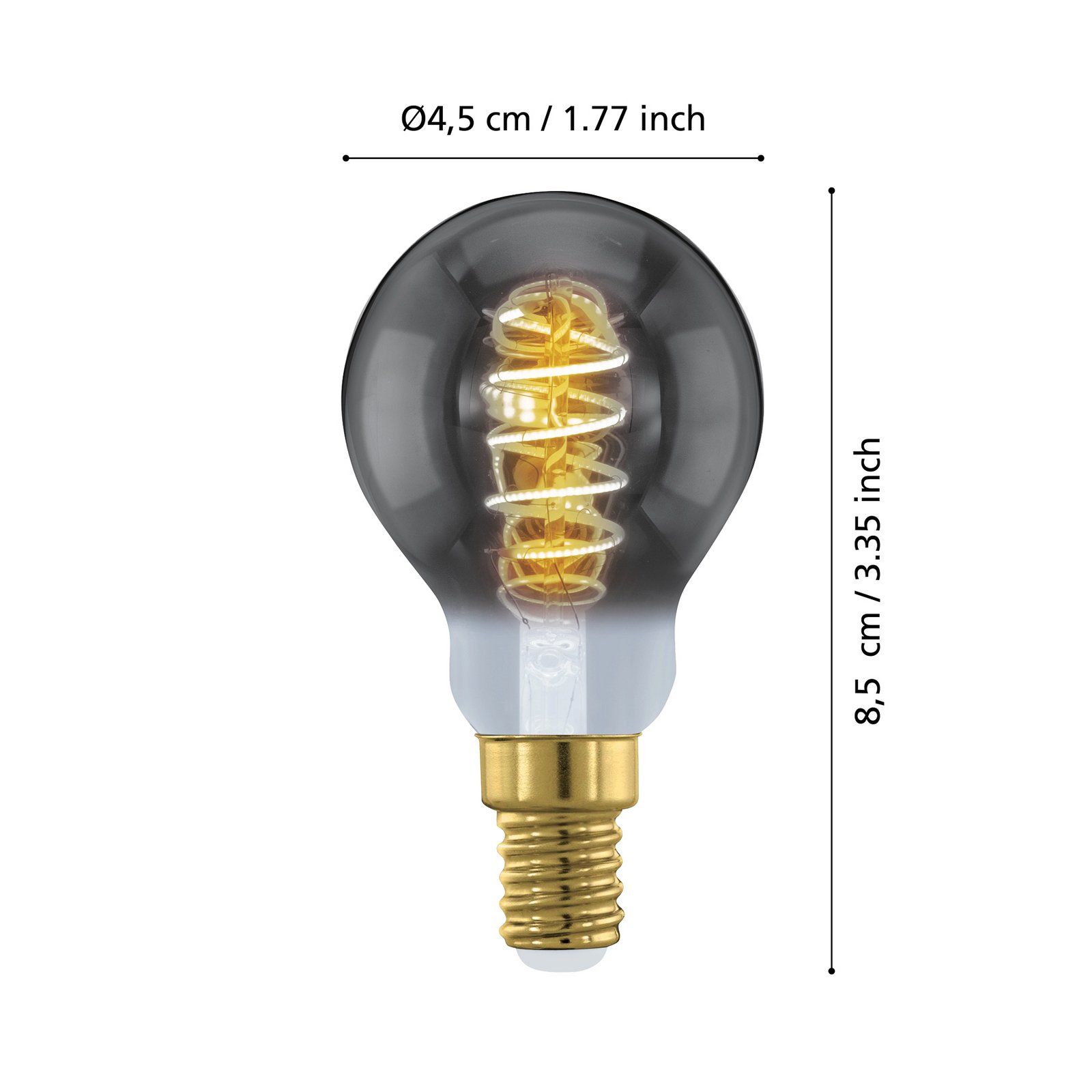 LED-Lampe E14 4W P45 2.000K Filament smoky dimmbar