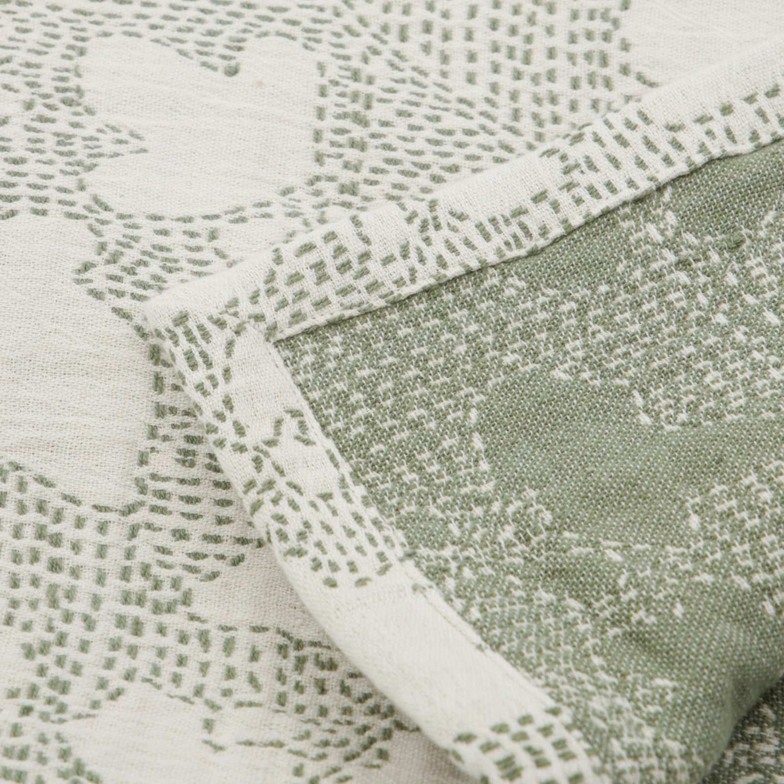 HDMori bedspread, white/khaki, 250 x 250 cm - House Doctor