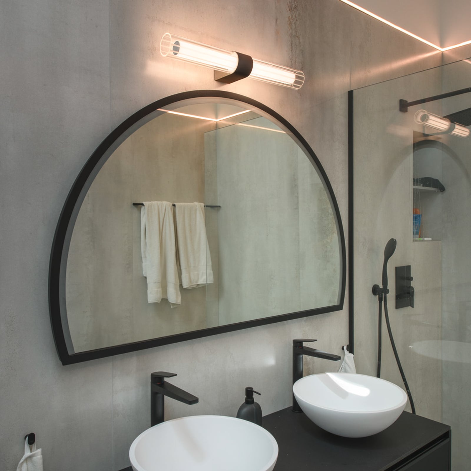 Applique murale double LED Lygant, noire, IP44, aluminium, verre - SLV
