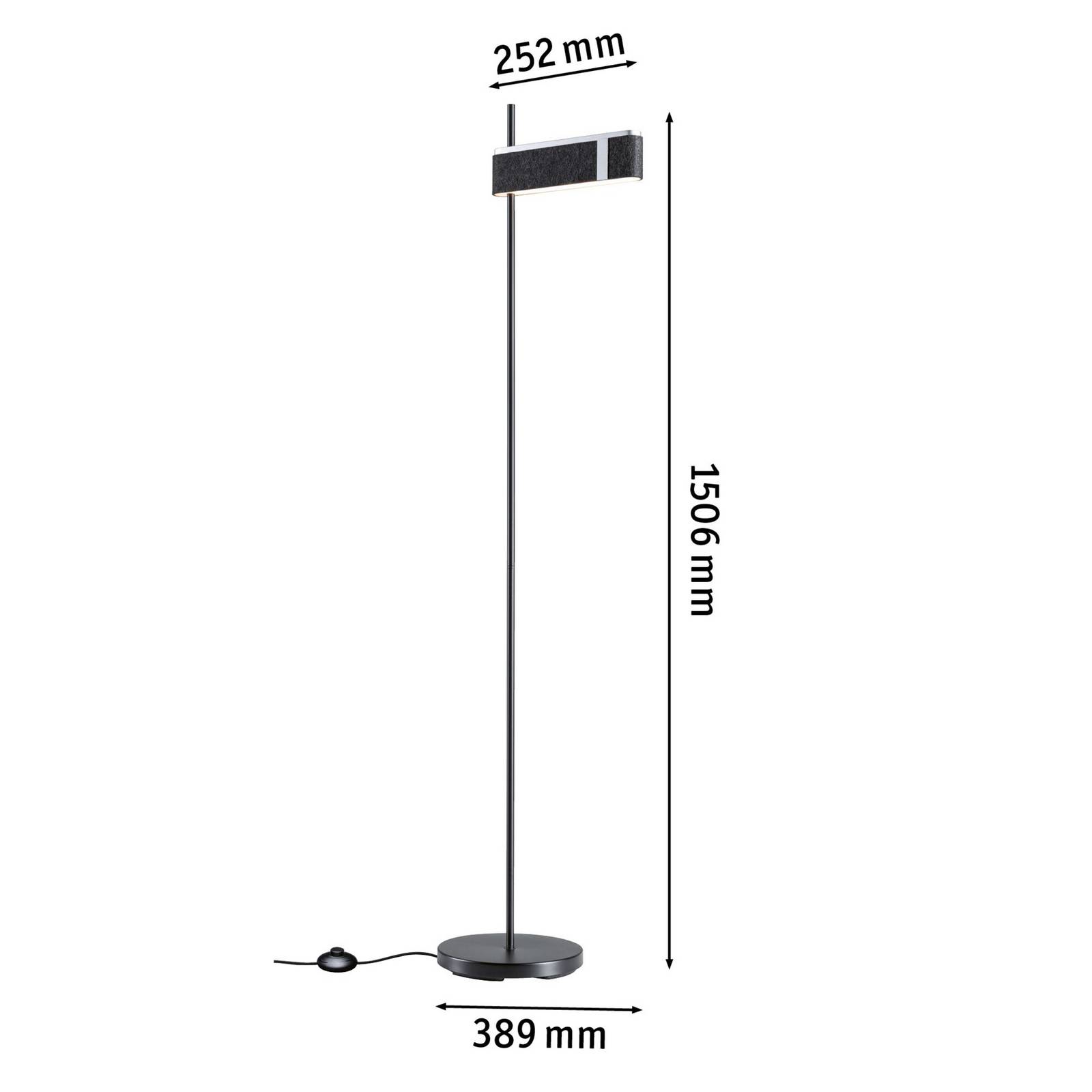 Paulmann Smart Lampa stojąca LED Jagun, antracyt, 151 cm Filc