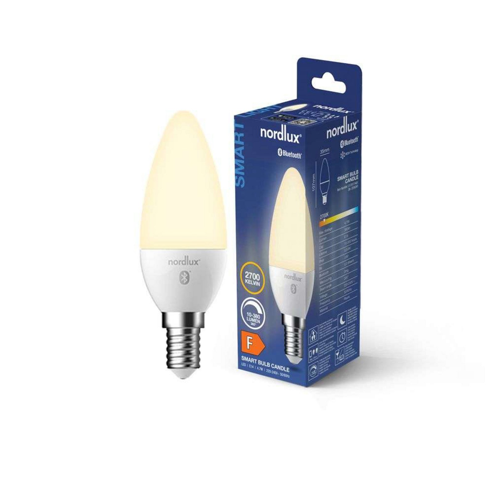 Lampadina Smart 4,7W (380lm) 2700K Dim. White Candle E14 - Nordlux