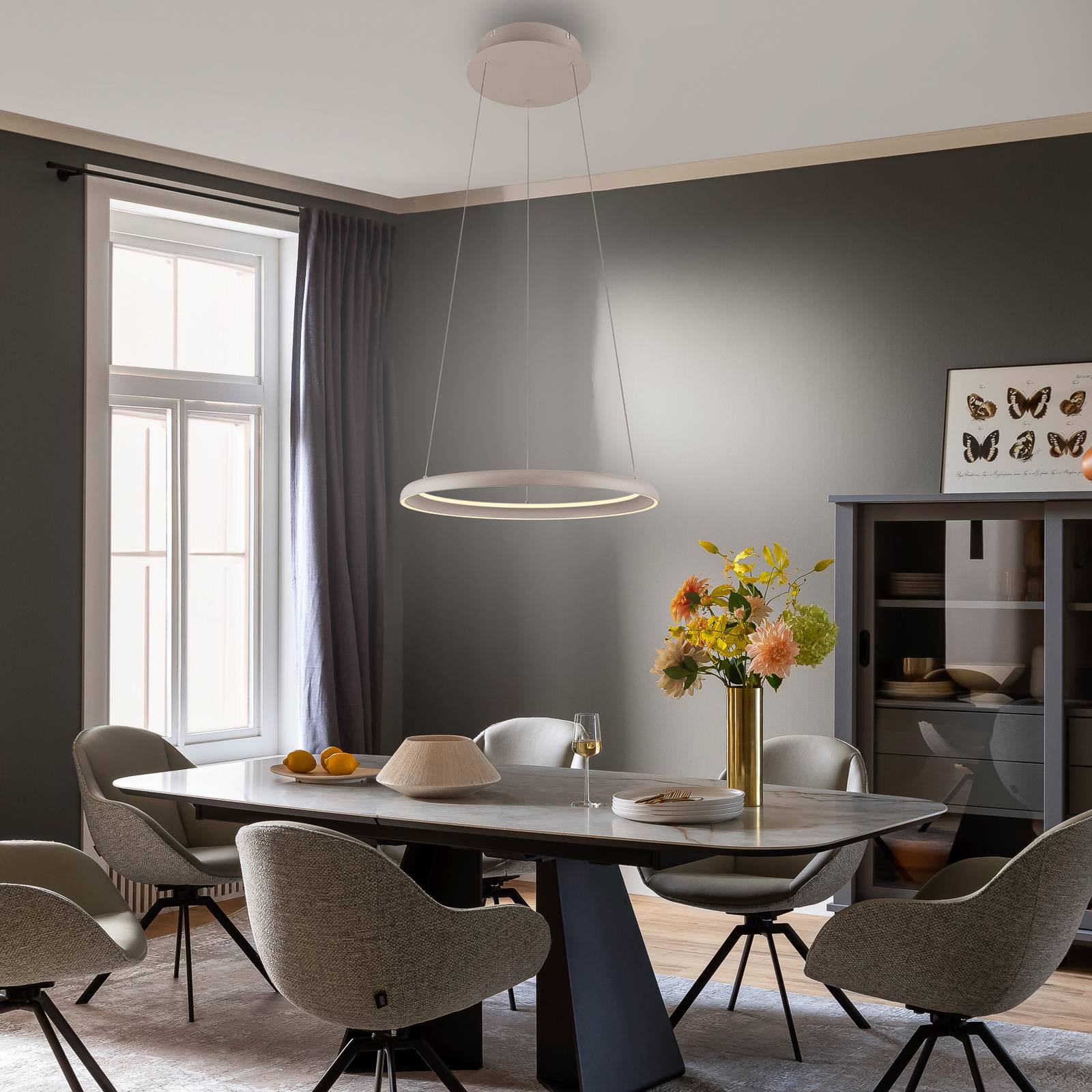  Schöner Wohnen Led-hängeleuchte Quillo, Beige, ø 60 Cm, Metall, Switchdim 