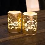 Ava Town LED candle set of 2, gold