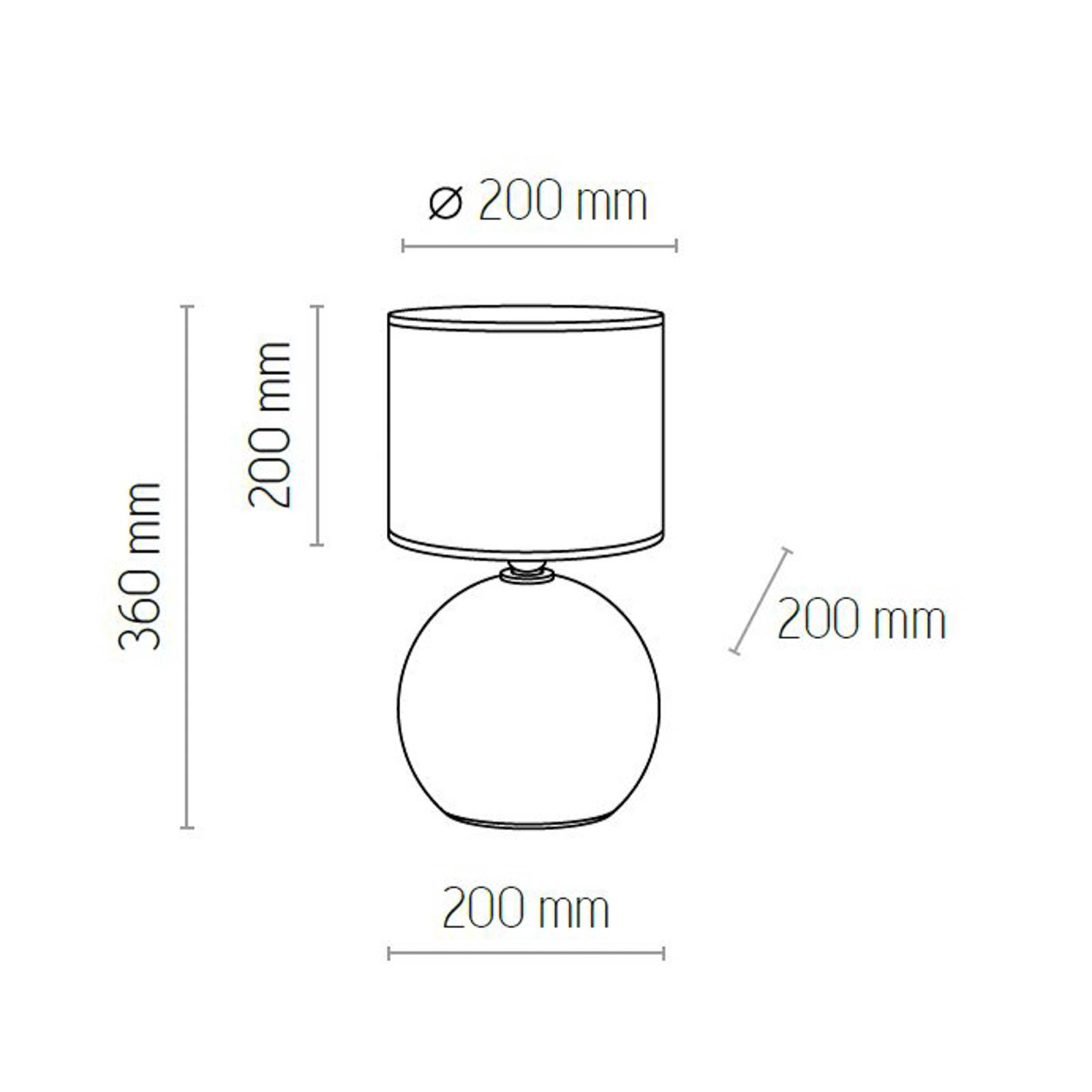 Euluna tafellamp Palla, Ø 20 cm, zwart/goud, voor woon-/ eetkamer, glas, stof, metaal, kunststof, E27, 60 W, H: 36 cm