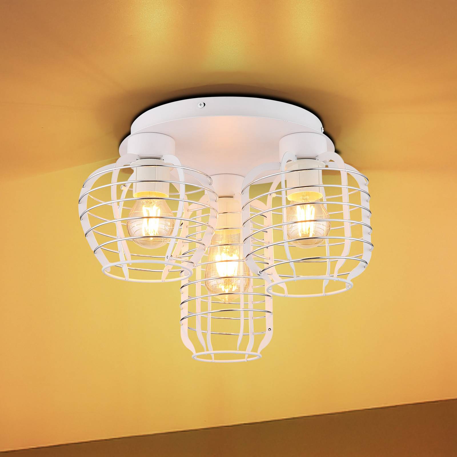 Lampa sufitowa Nesa, Ø 37 cm, biała/chromowana, metalowa, 3-punktowa