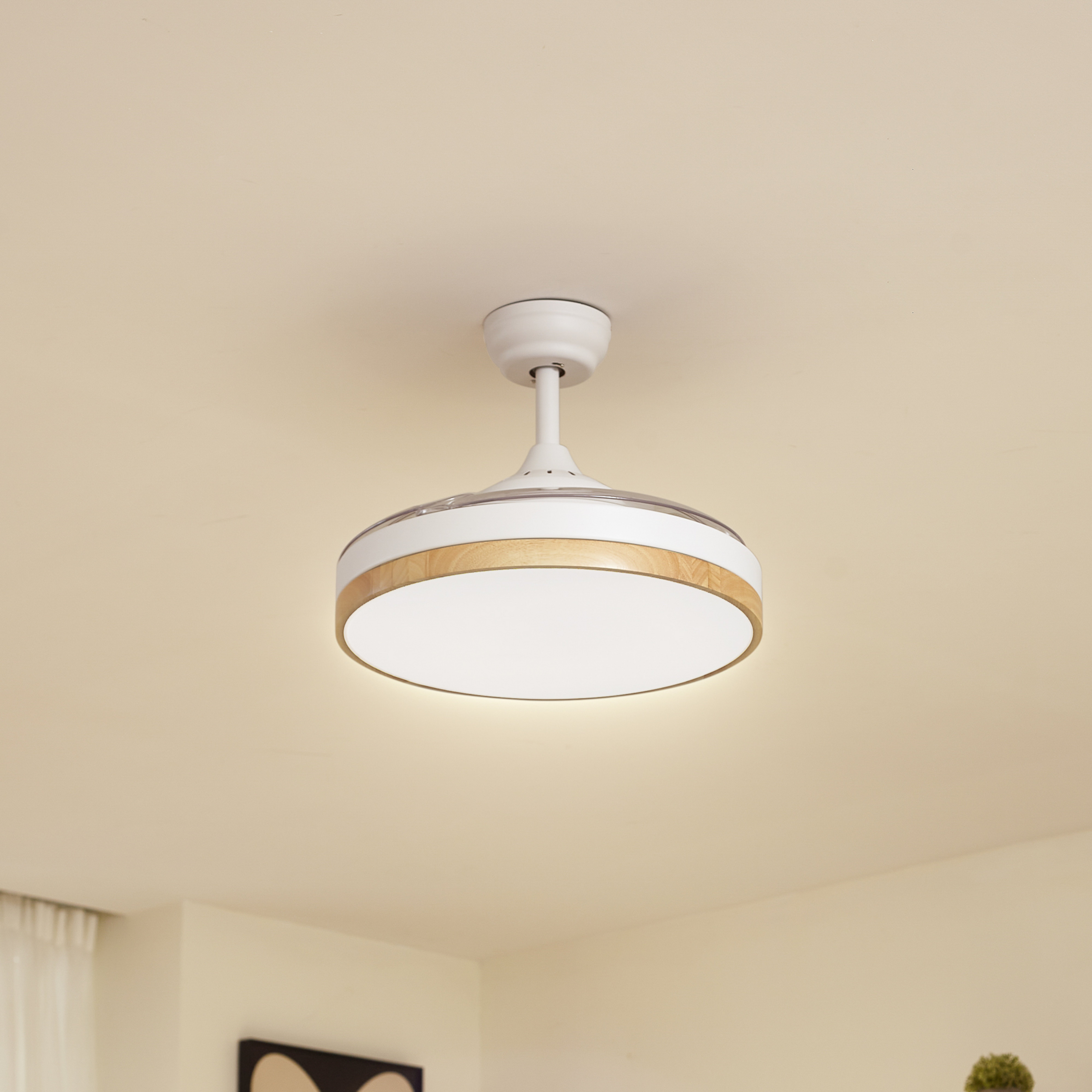 Ventilator de tavan Lindby LED Oras, alb, DC, silențios, Ø 107 cm