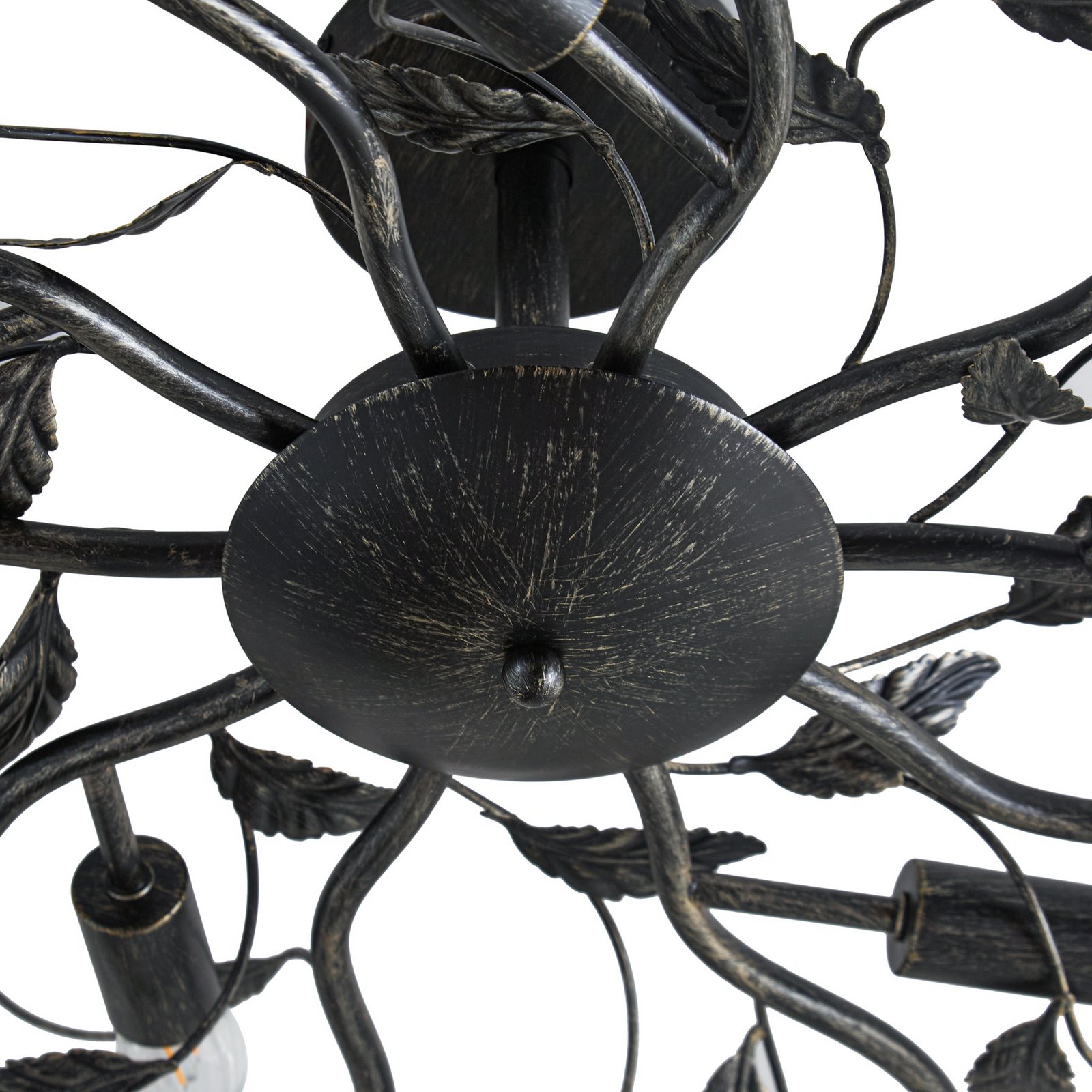 Lindby Deckenlampe Yos, 10-flg., 95 cm, schwarz-kupfer, E14 Lindby Deckenlampe Yos, 10-flg., 95 cm, schwarz-kupfer, E14