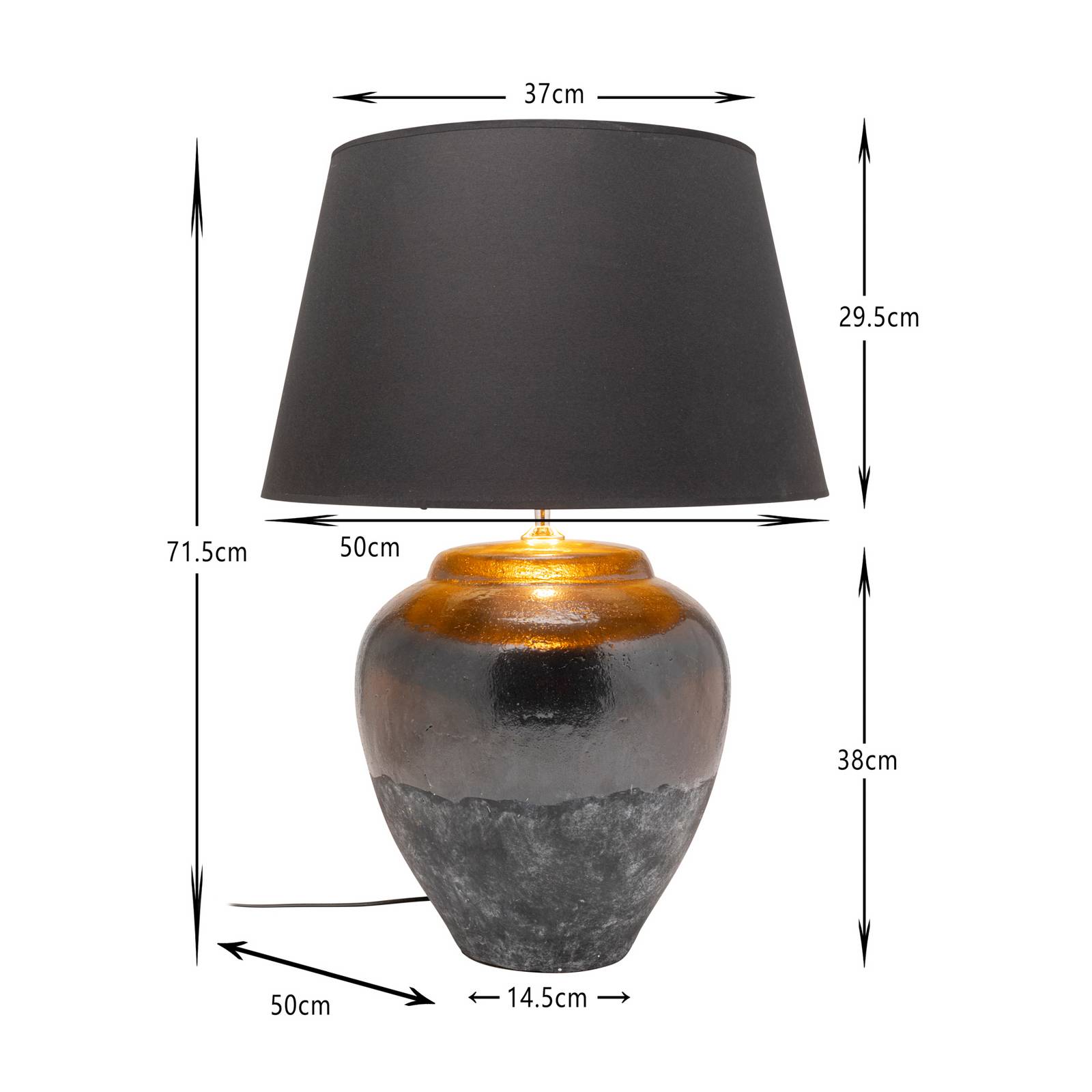 Lampa stojąca KARE Luma, niebieska, bawełna/terakota, 71,5 cm