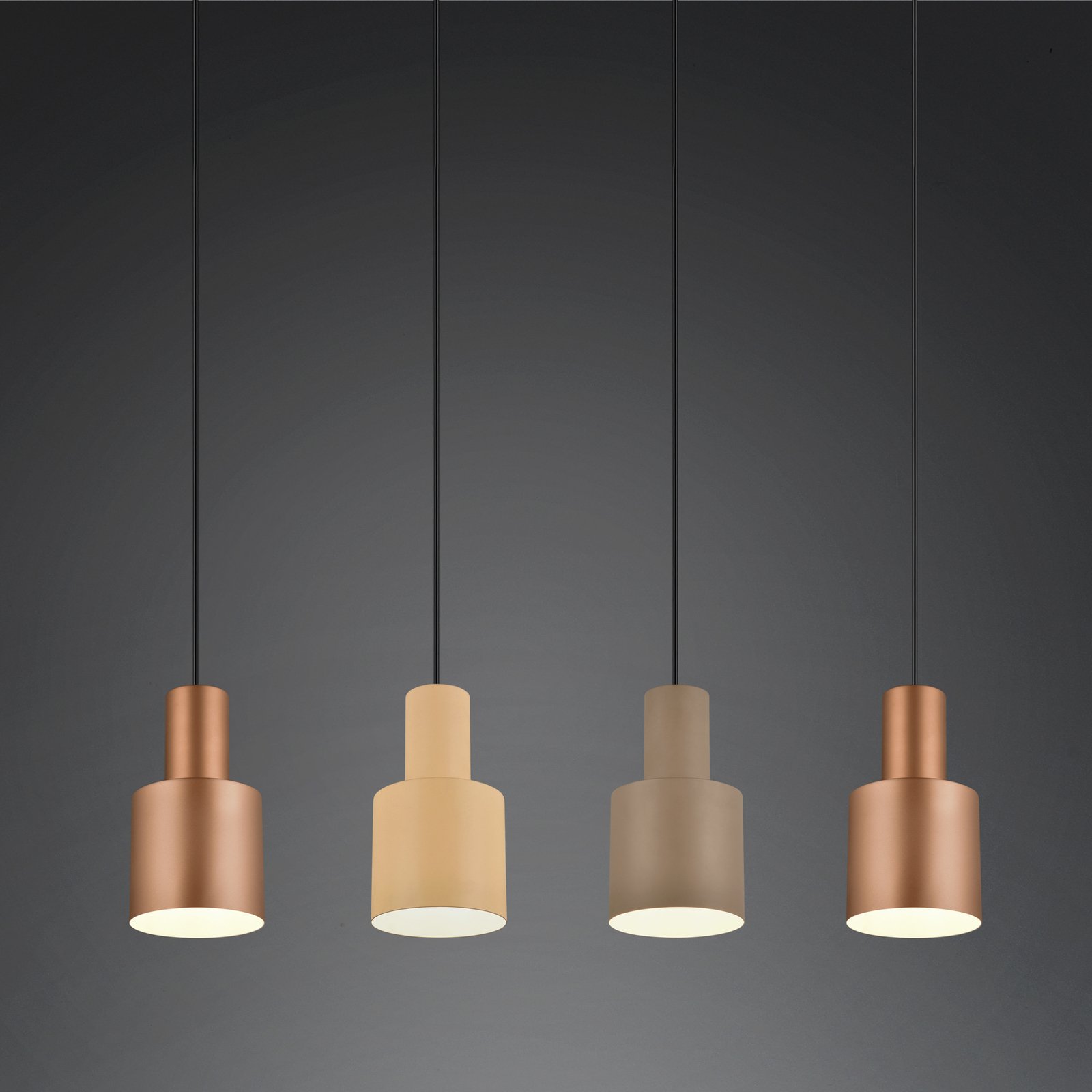 Agudo pendant light, multicoloured, 4-bulb, linear