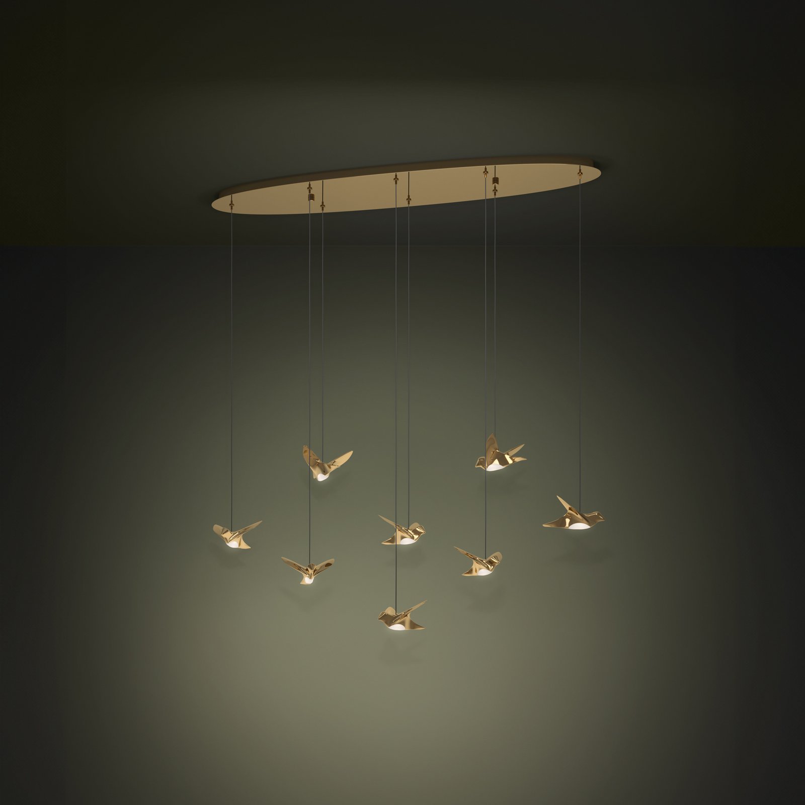EGLO Stars Of Light LED hanging light Paratebueno brass 8-bulb