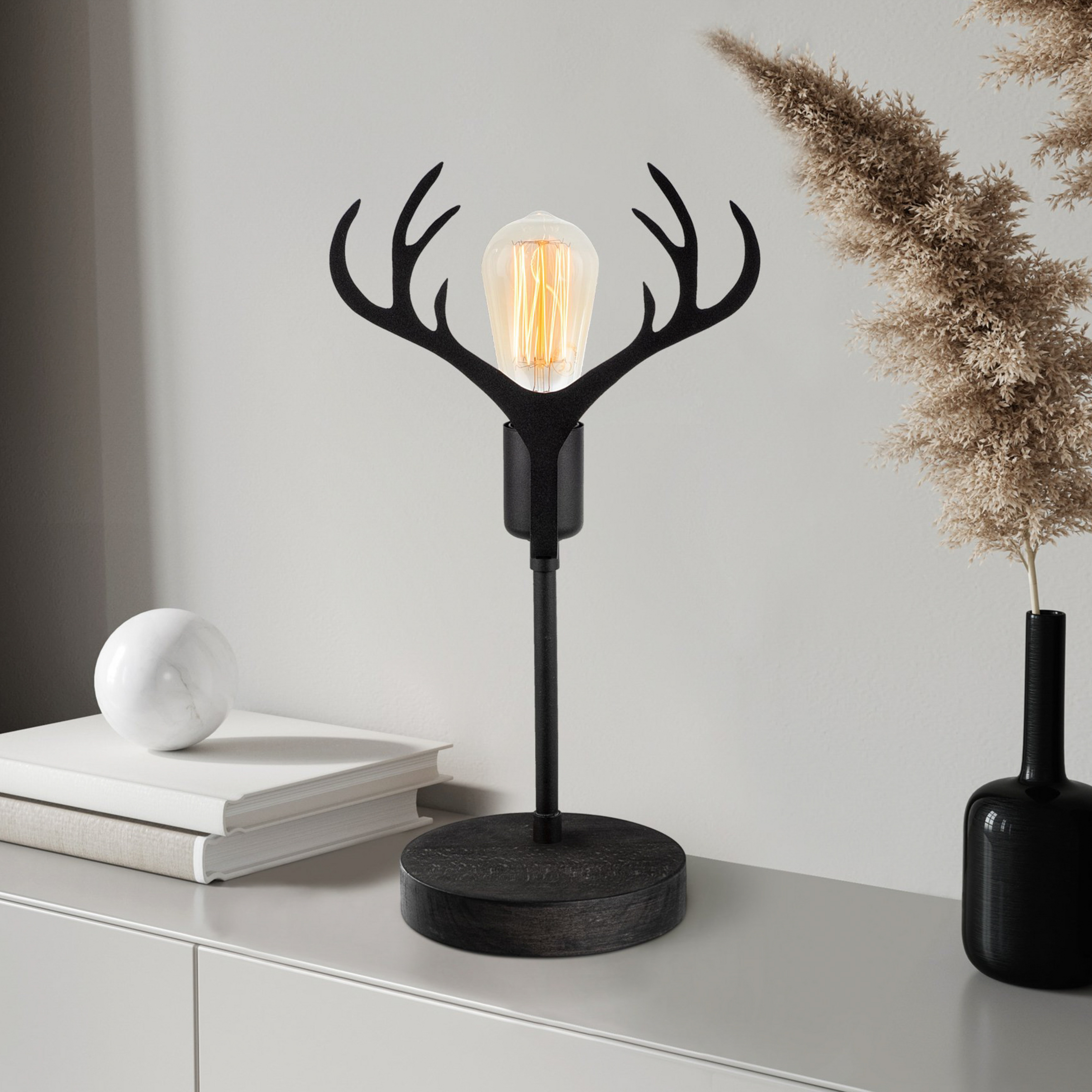 Lampe à poser GMN-000011 noir bois de cerf