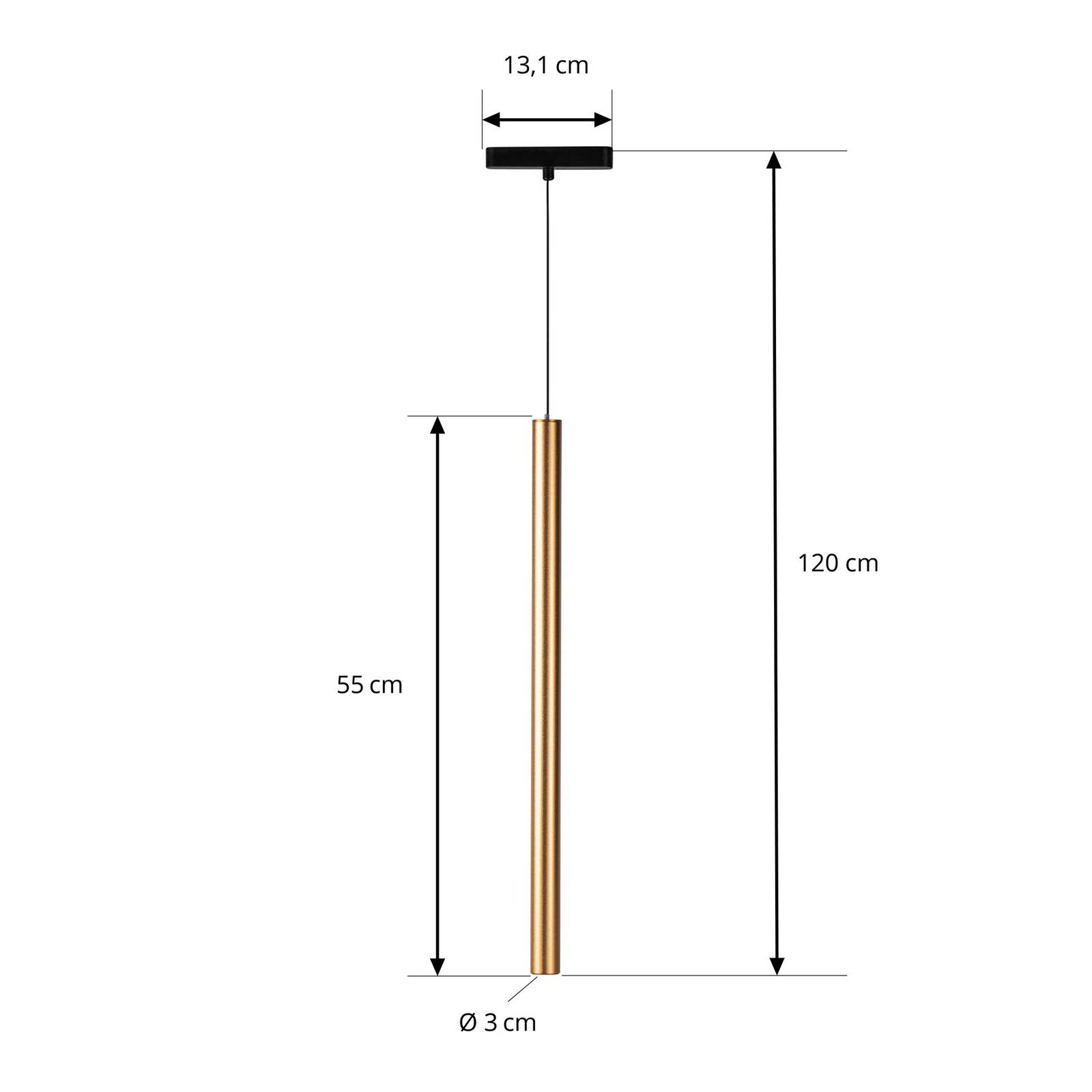 Lampa wisząca LED Lumaro, złota, Ø 3cm, aluminium, 48V, ściemniana