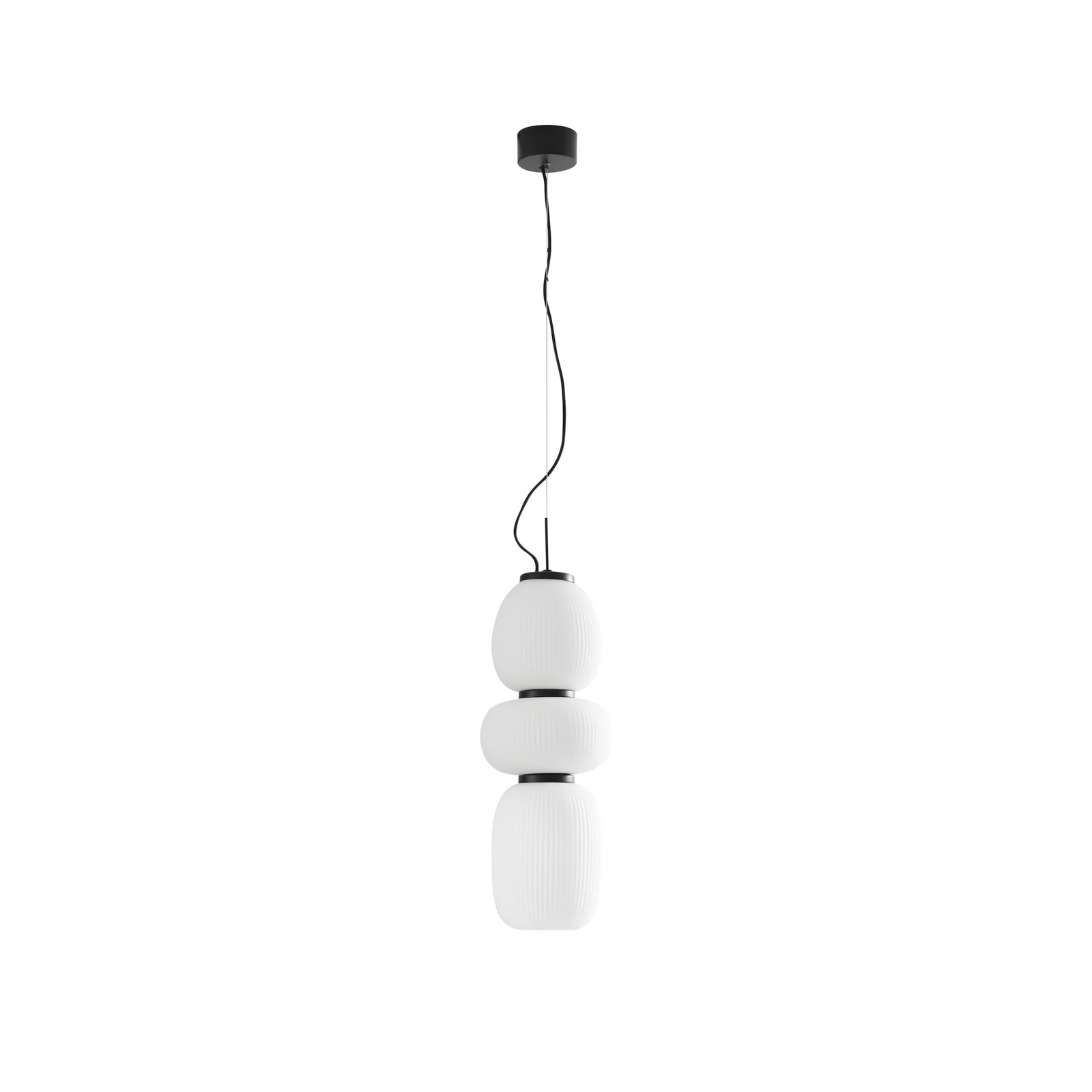 Lucande LED závesné svietidlo Lucya, 3 svetlá, sklo, biela, 64,5 cm