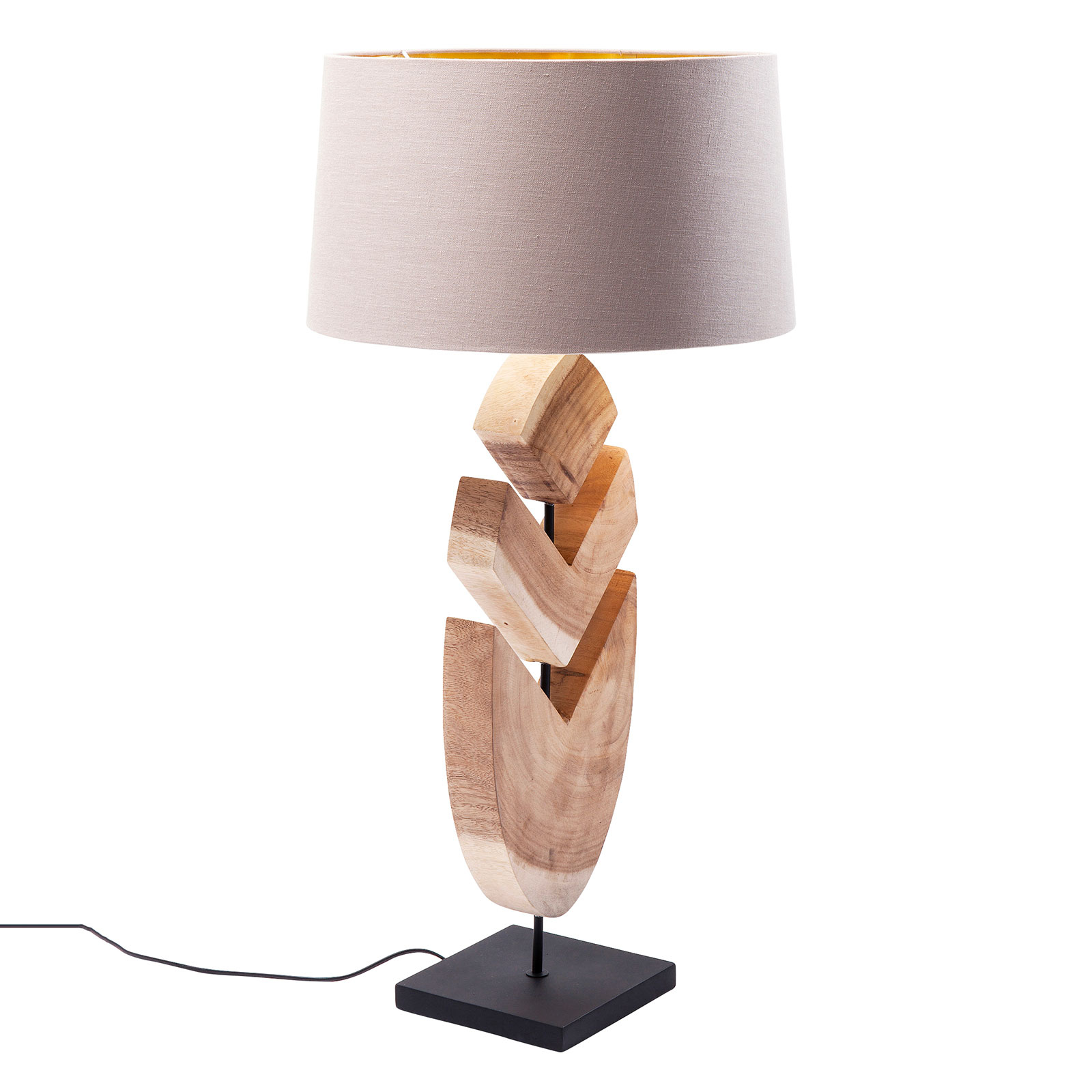 Kare Feather Table Lamp With Acacia, Acacia Wood Table Lamp
