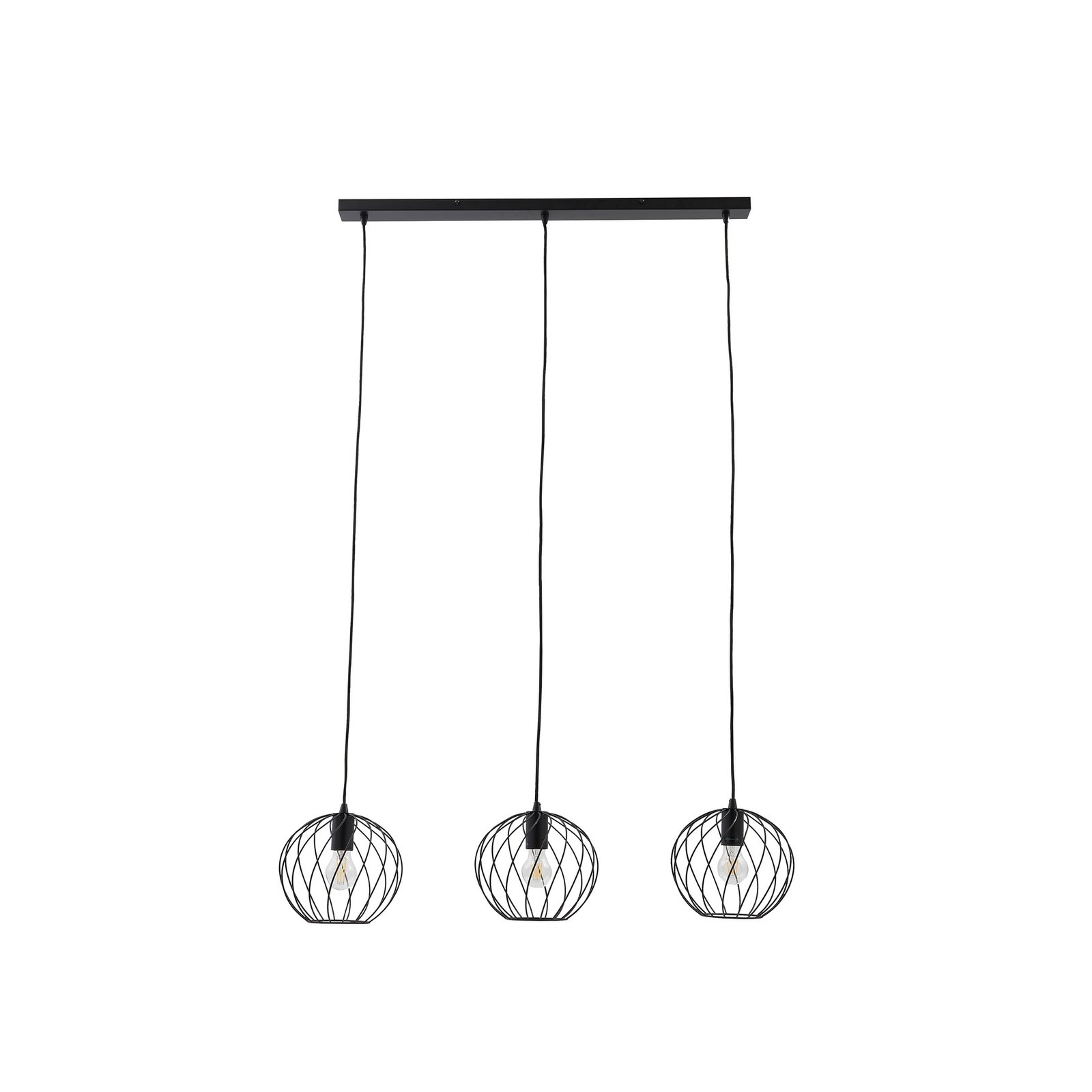 Lampă suspendată Lindby Danika, 105 cm lungime, negru, metal