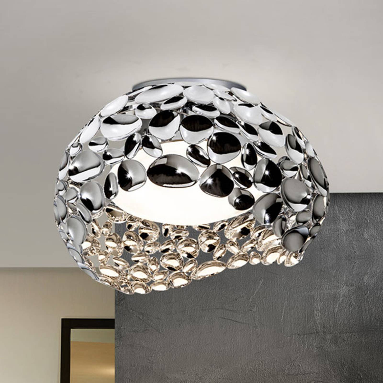 LED plafondlamp Narisa, Ø 46 cm, chroom