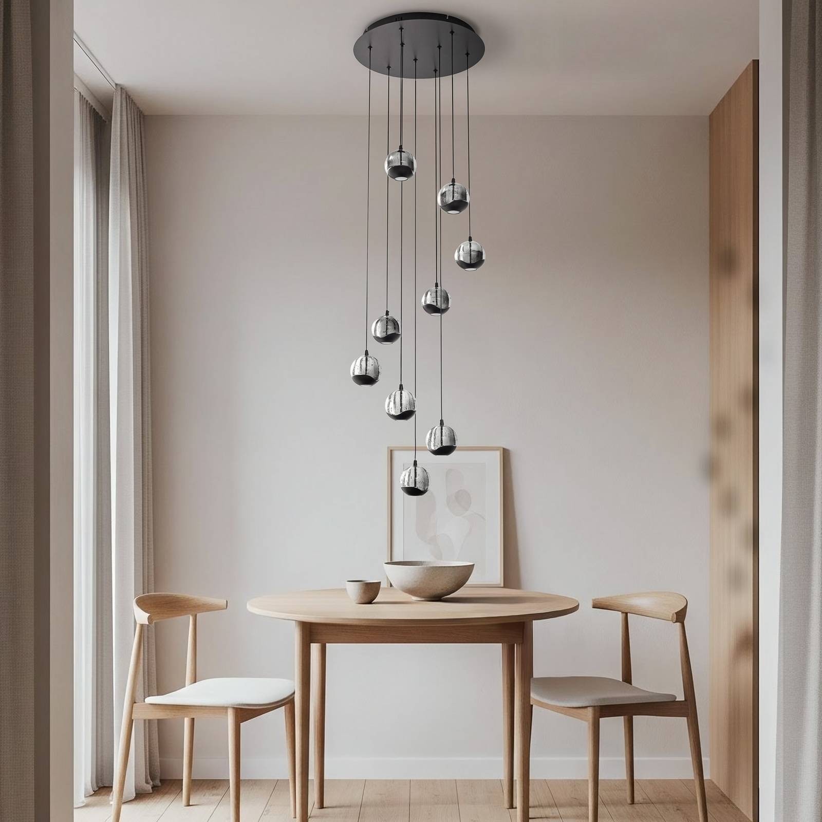 Lucande LED-Hängelampe Hayley, schwarz, 9-flg., Glas günstig online kaufen