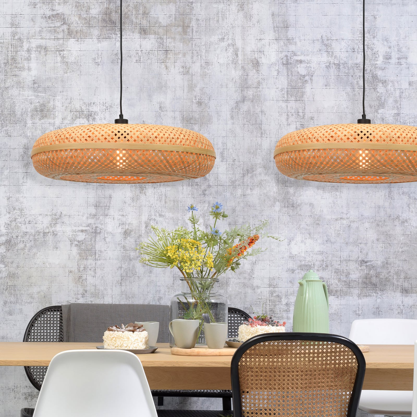 GOOD & MOJO Candeeiro suspenso Palawan, natural, Ø 60 cm, bambu, E27 GOOD & MOJO Candeeiro suspenso Palawan, natural, Ø 60 cm, bambu, E27