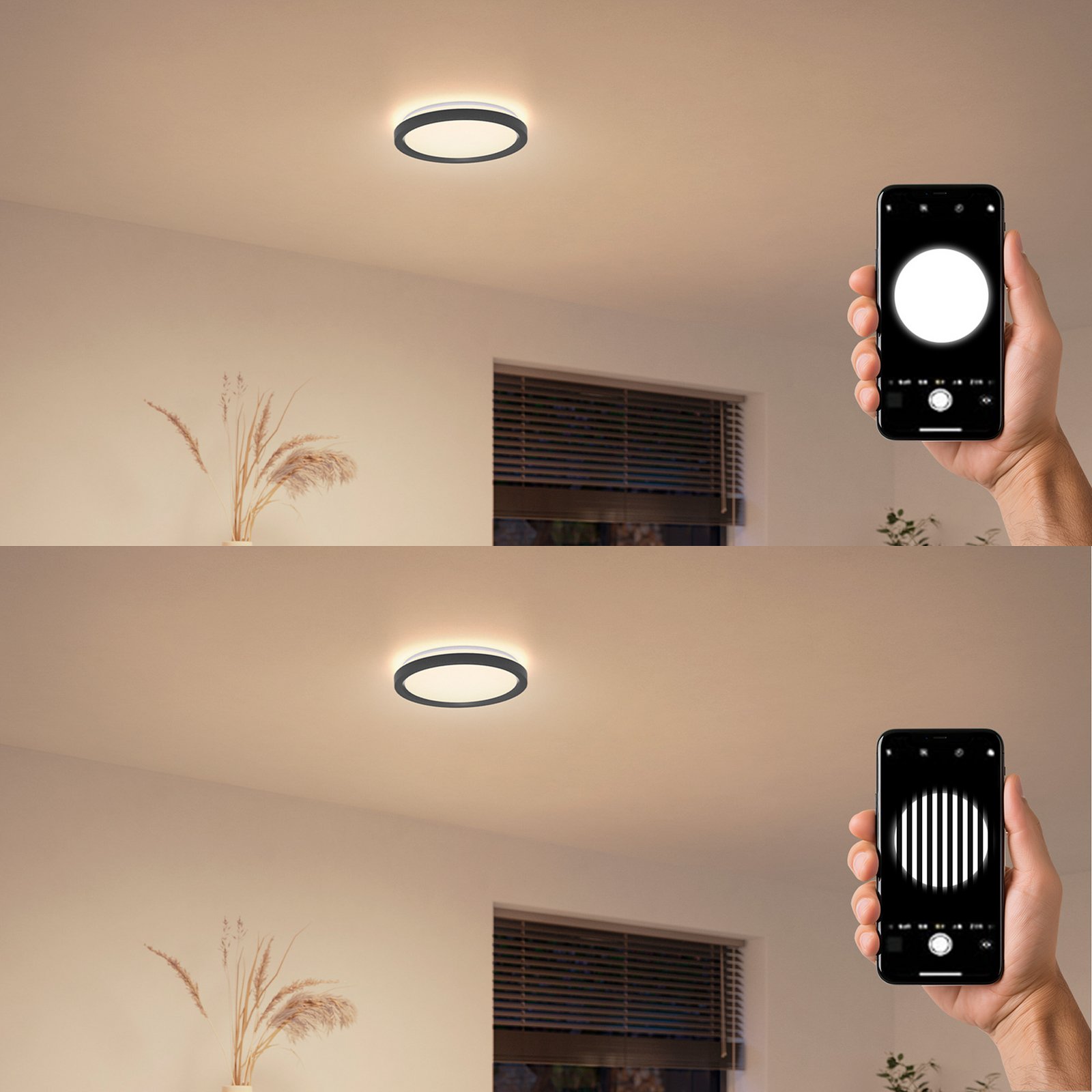 Philips LED φωτιστικό οροφής Aio RD μαύρο Ø 30 cm τηλεχειριστήριο