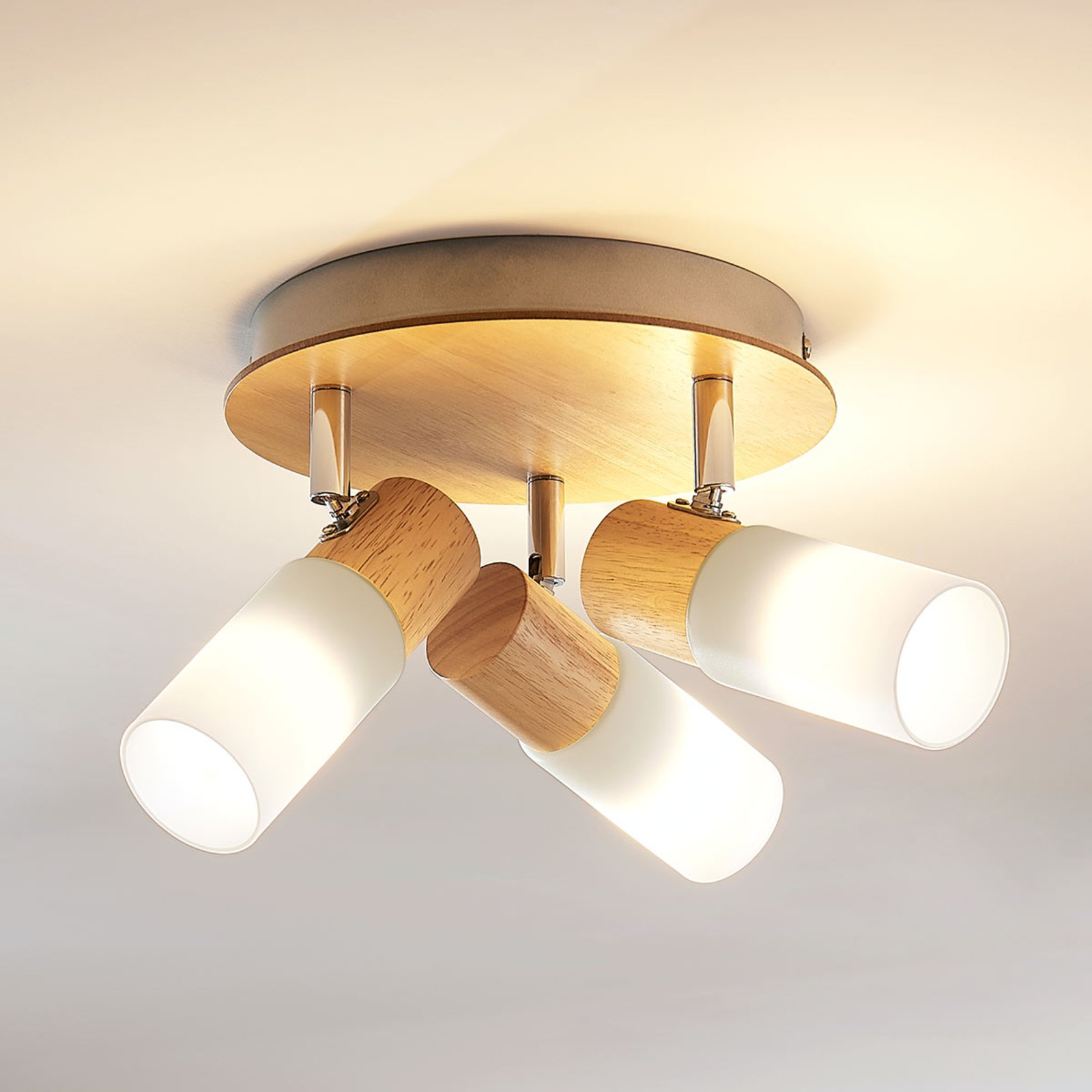 Christoph 3 Round Plafonnier Wood/White - Lindby