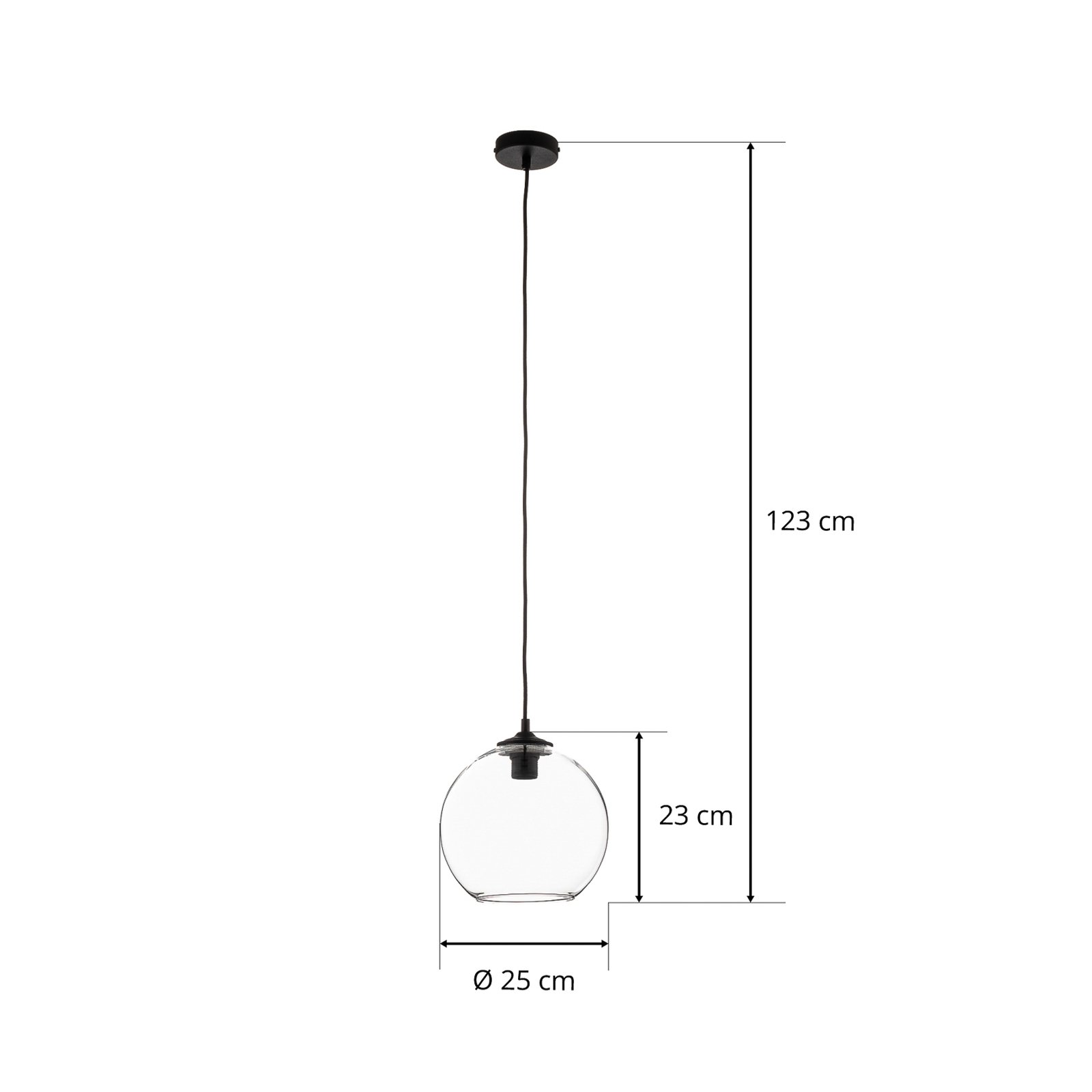 Hängelampe Ball Glas-Kugelschirm klar Ø 25cm