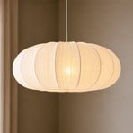 Lindby hanglamp Marielle, Ø 55 cm, wit, textiel, 3x E27