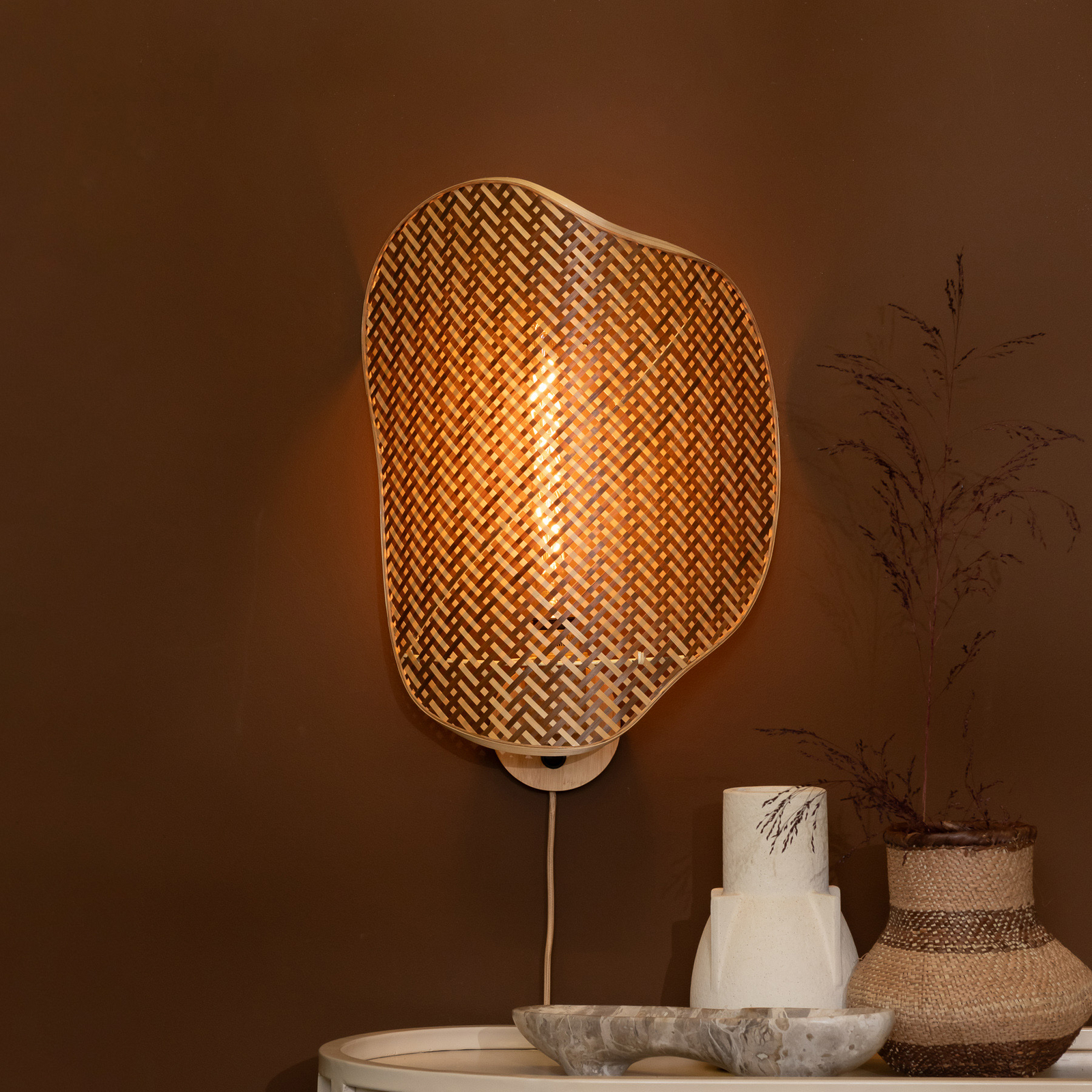 GOOD & MOJO Applique murale Kinabalu, marron, 50 cm, fiche en bambou