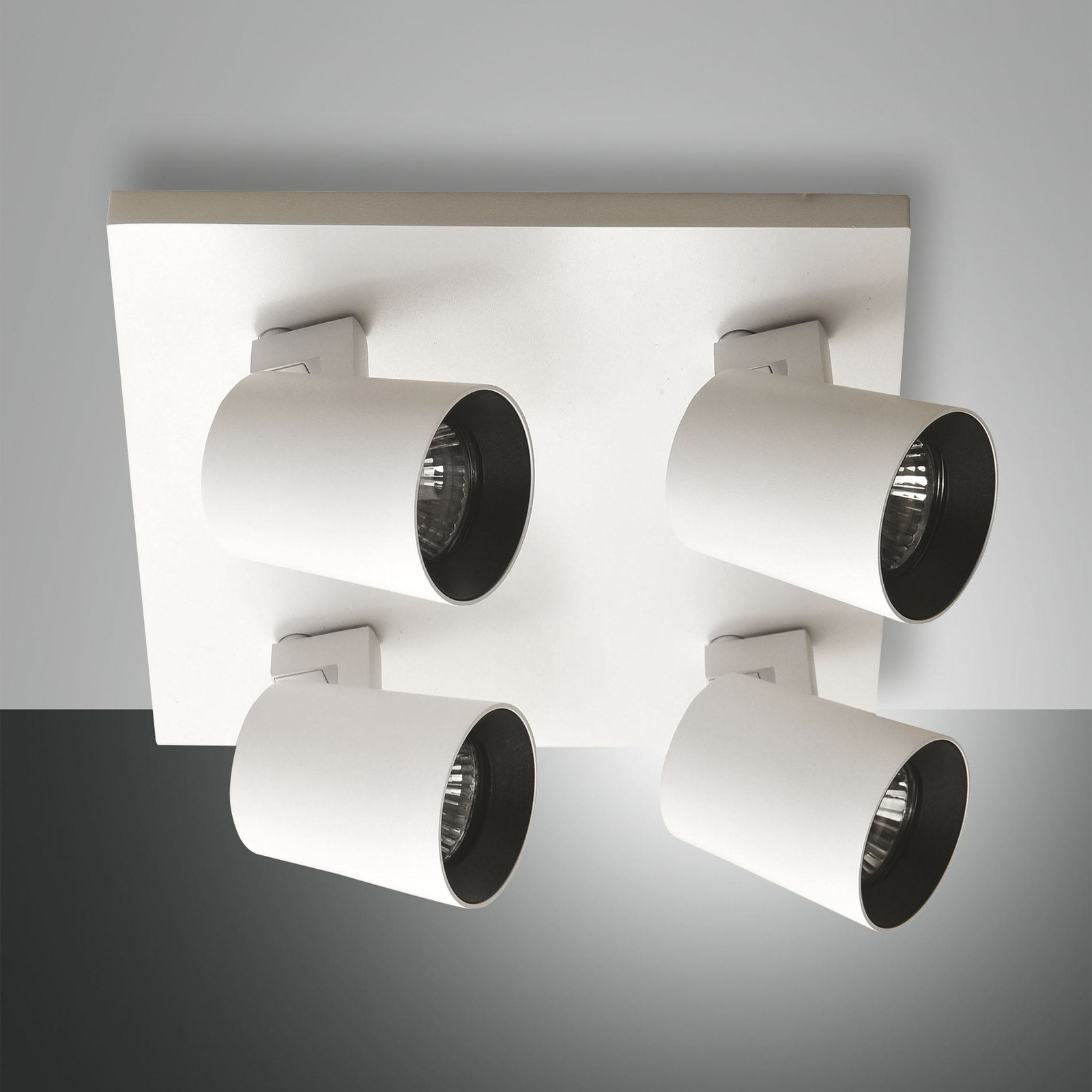 Modo spot, 4-bulb, white, decorative rings, GU10, aluminium
