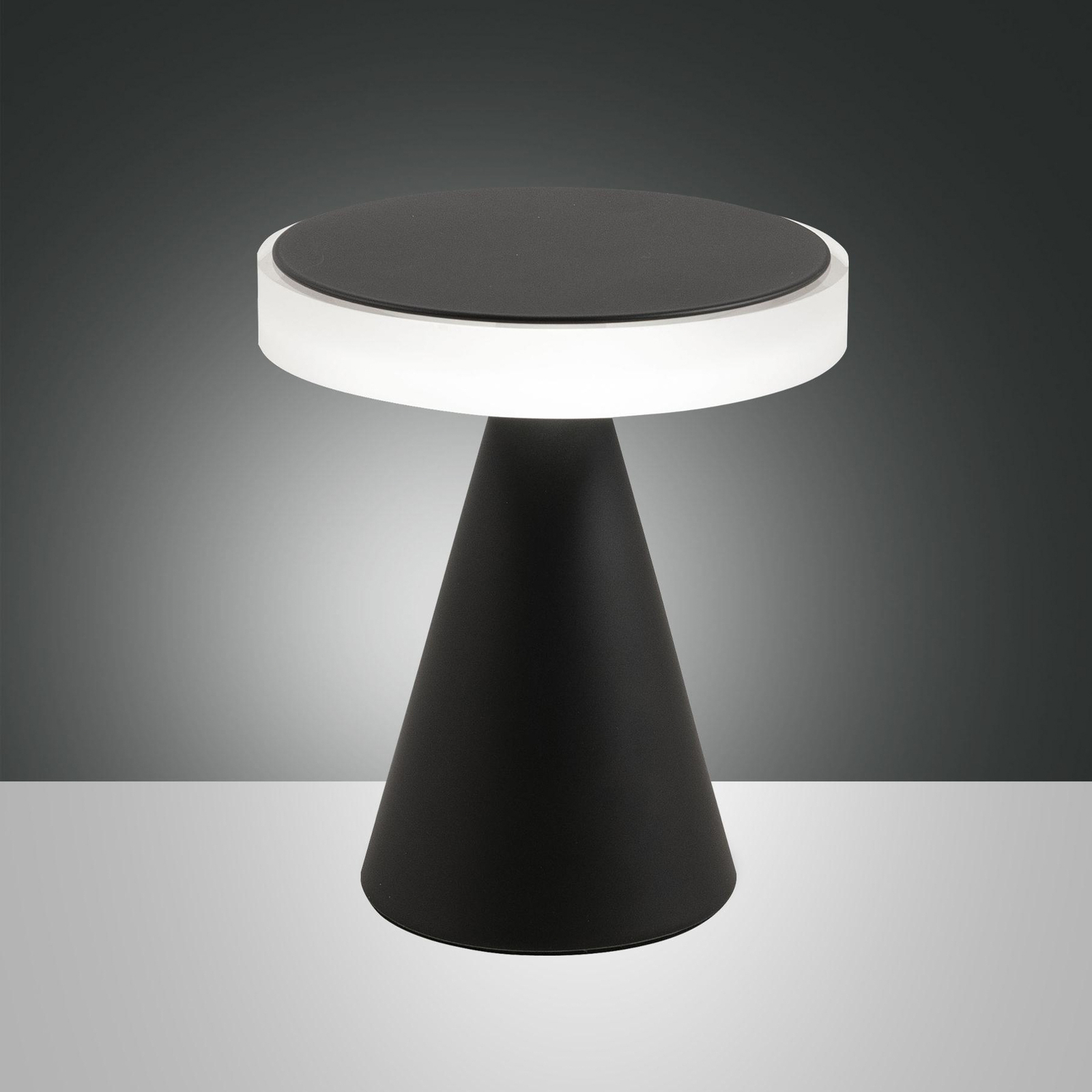 Lámpara de mesa LED Neutra, altura 20 cm, negra, regulador táctil
