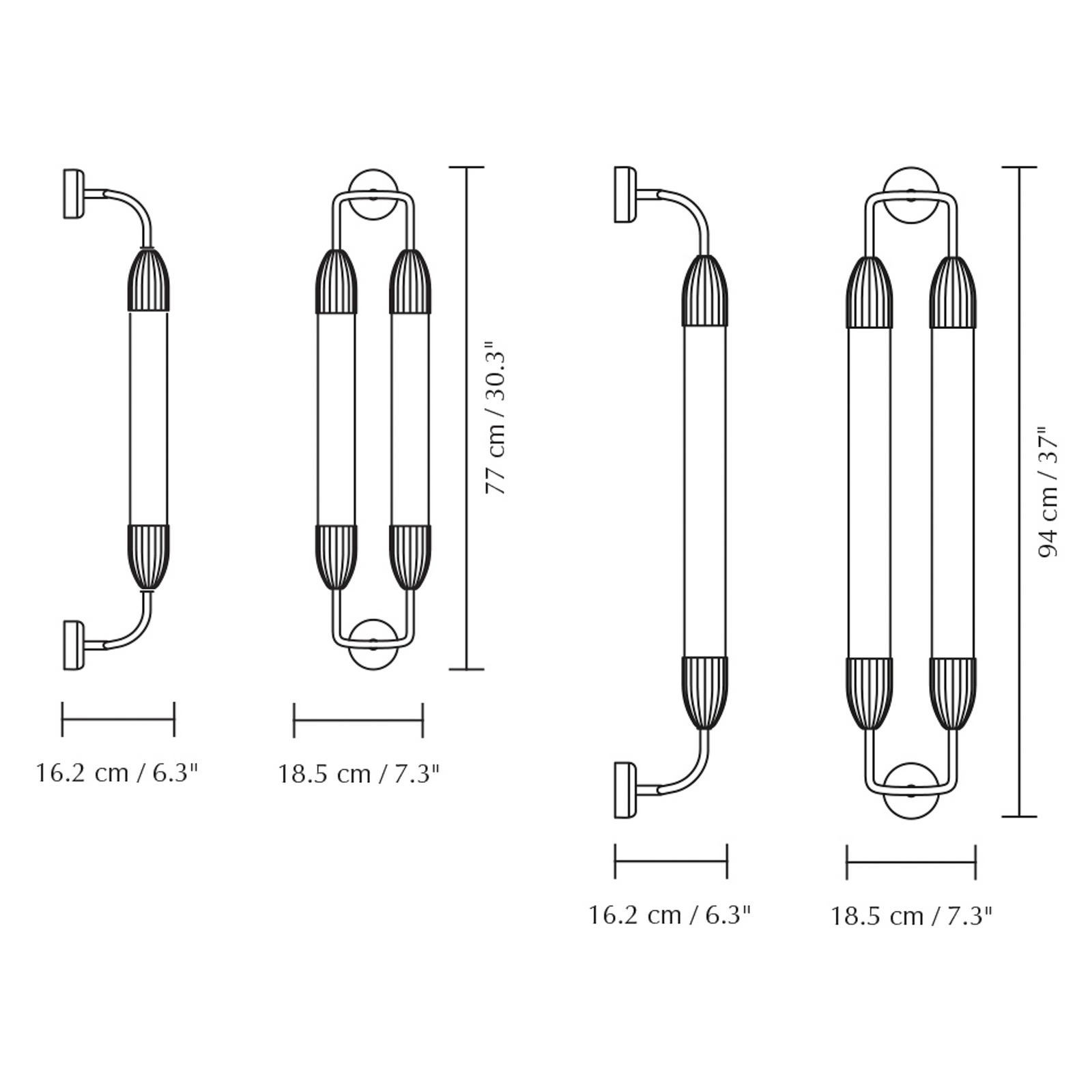 Nástenné svietidlo UMAGE Lemon Squeeze 2-light, dĺžka 77 cm, mosadz