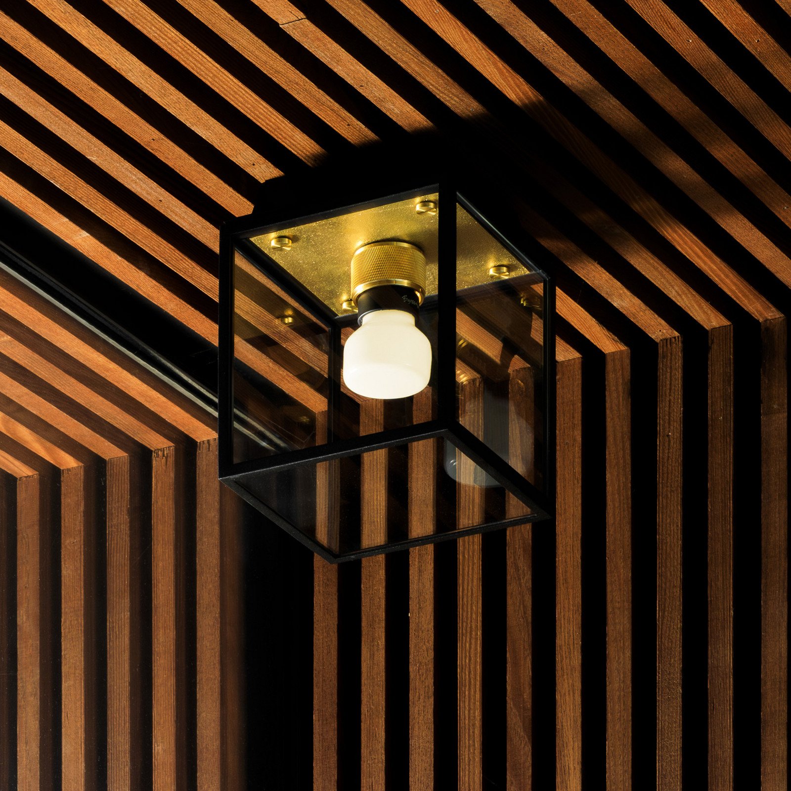 Buster + Punch Caged Wet Small IP44 alamă - Baie - design - negru alamă - Oțel inoxidabil