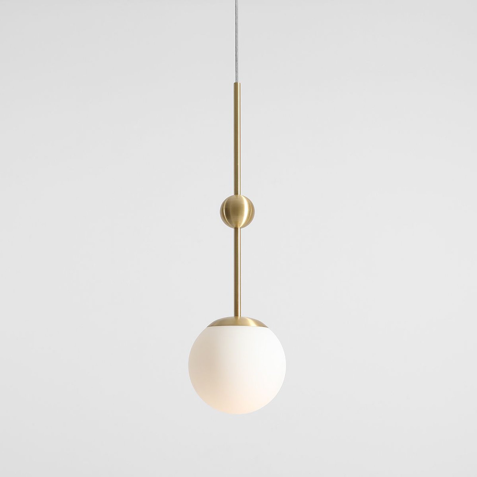 Joel pendant light, brass/white, 1-bulb