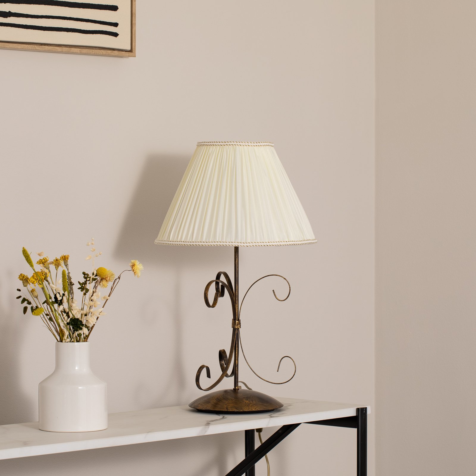 Grande Odino table lamp, 1-bulb, bronze-coloured, textile