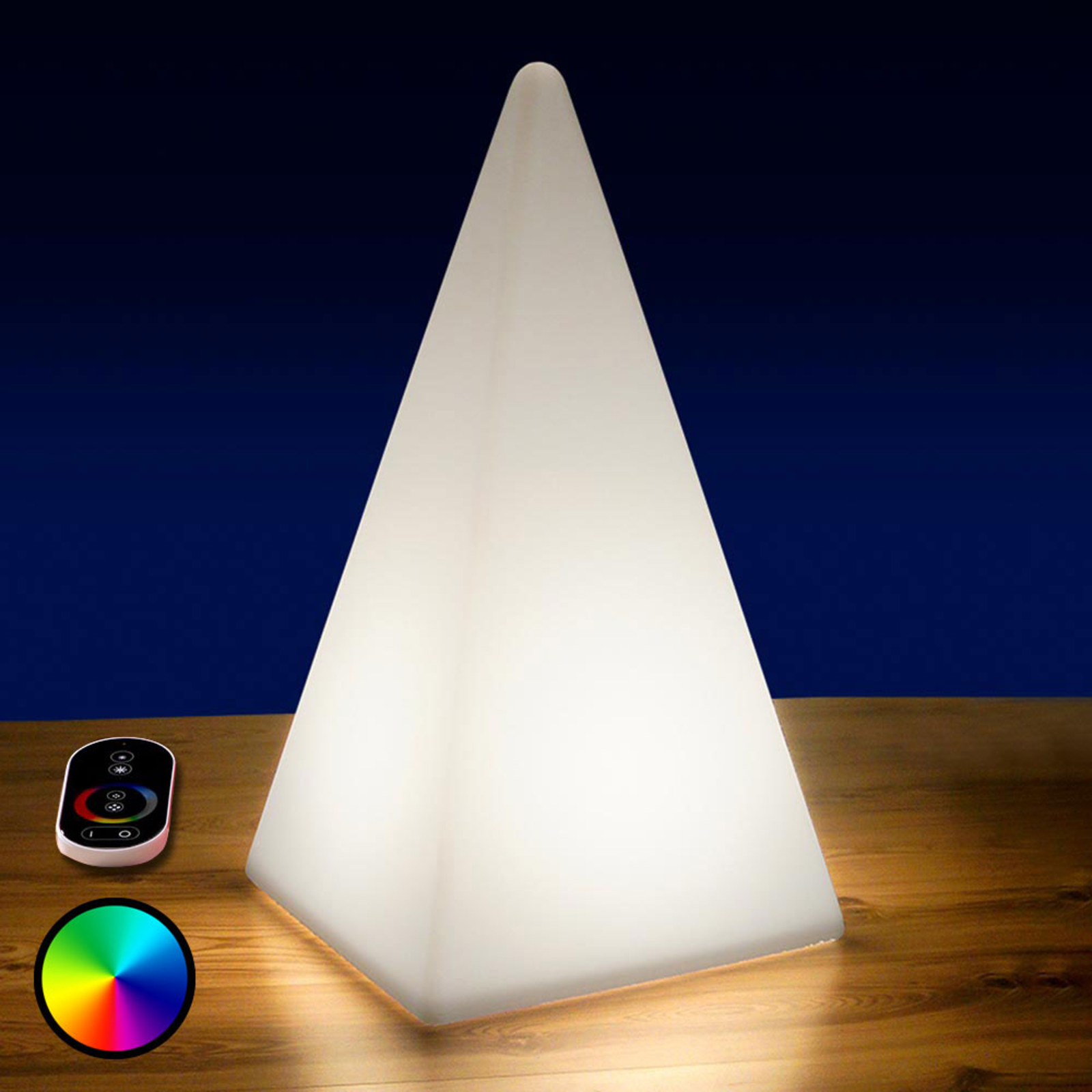 Epstein Battery-powered RGB LED pyramid, 36 cm, polyethylene, 4.5 W, energy efficiency: A+, L: 20 cm, W: 20 cm, H: 36 cm