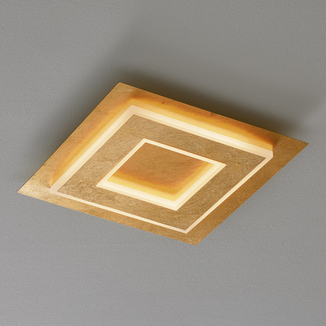 Quadratische, goldfarbene LED-Deckenlampe Granada