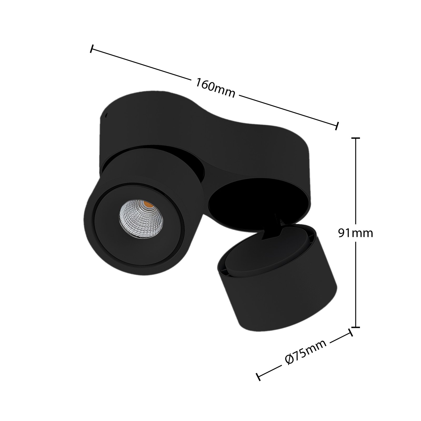 Rotari LED Spot monté en surface 2x8,9W Noir - Arcchio