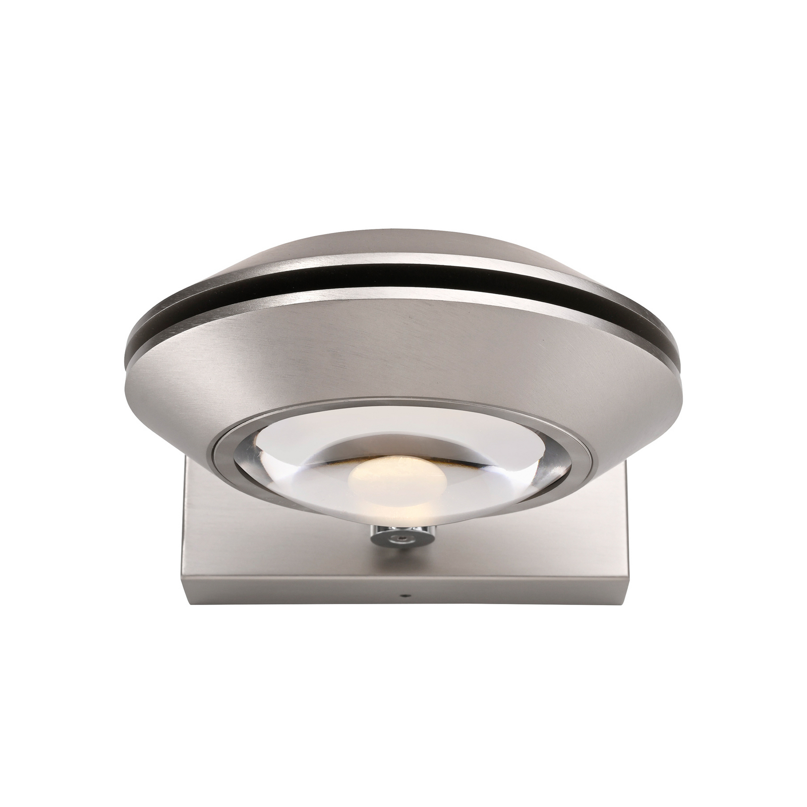 PURE LED stenska svetilka Oculis, srebrna barva 30 cm, železo, 2-slojna.