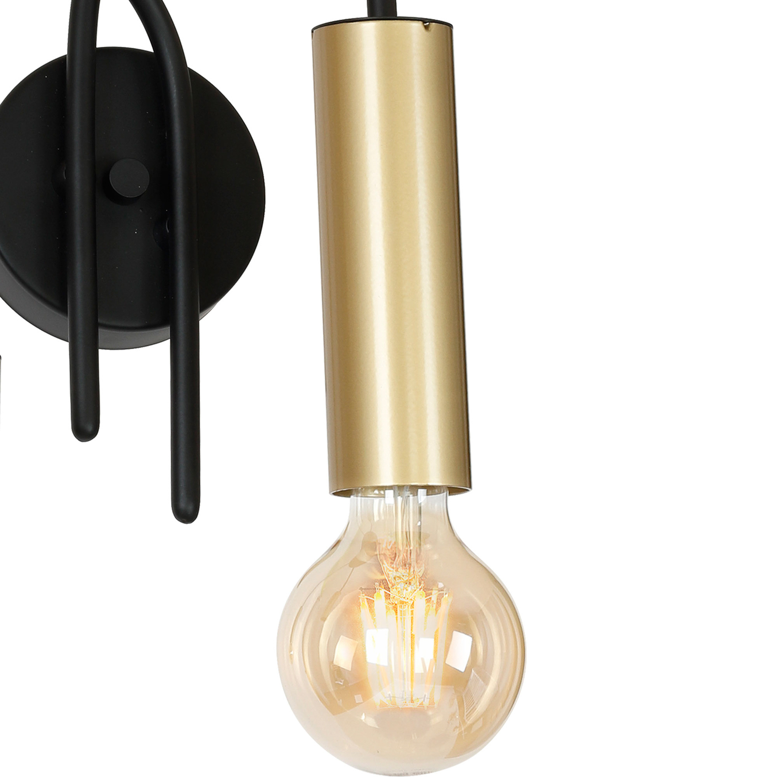 Aidan wall light, black/brass, 2-bulb