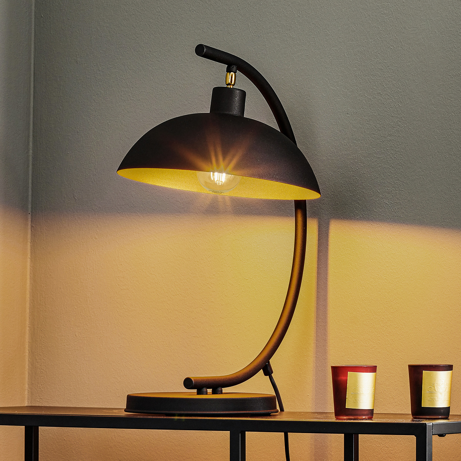 Tafellamp 1036, 1-lamp, zwart-goud