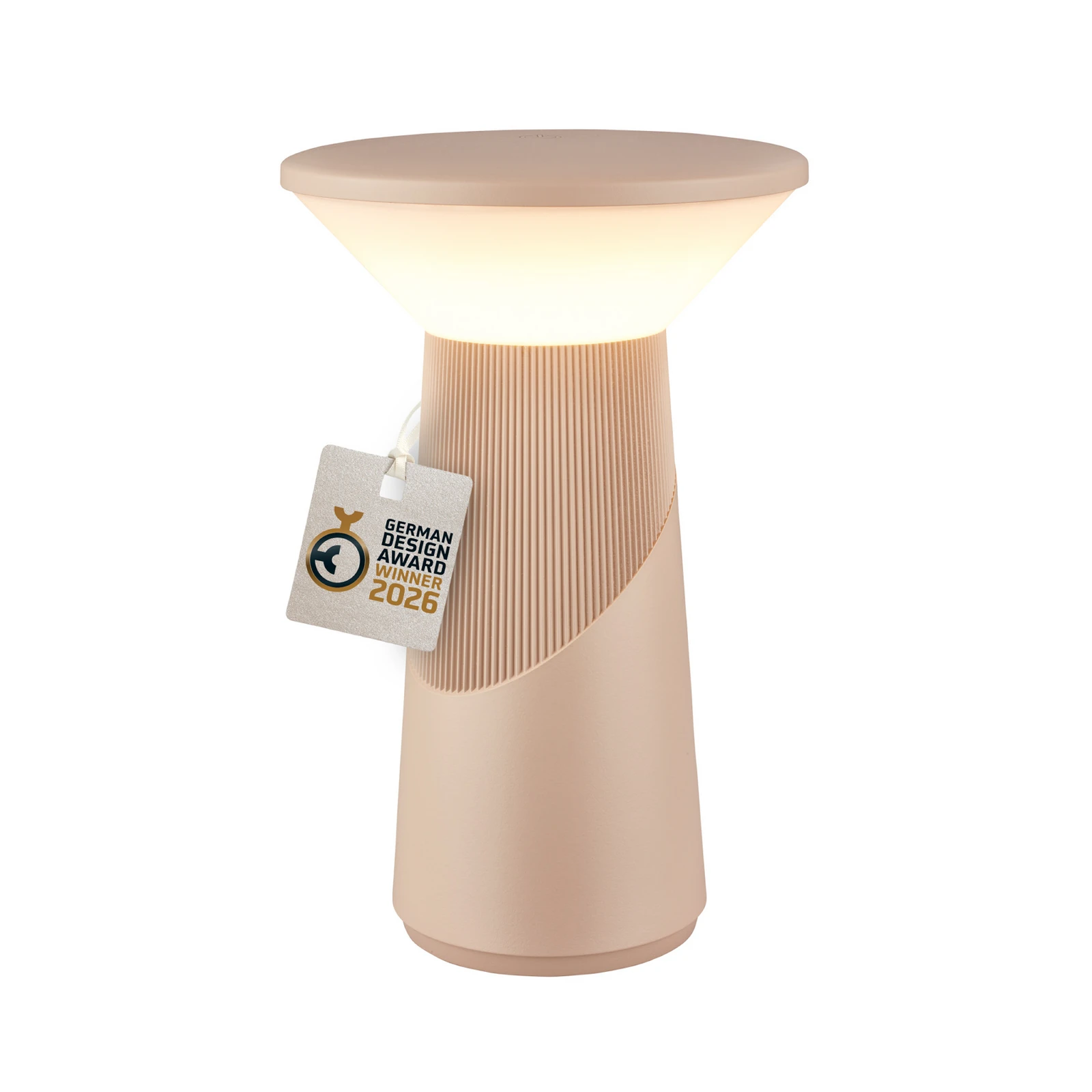 Lampa stołowa LED z akumulatorem Pilia, beżowa, wysokość 24 cm, IP44