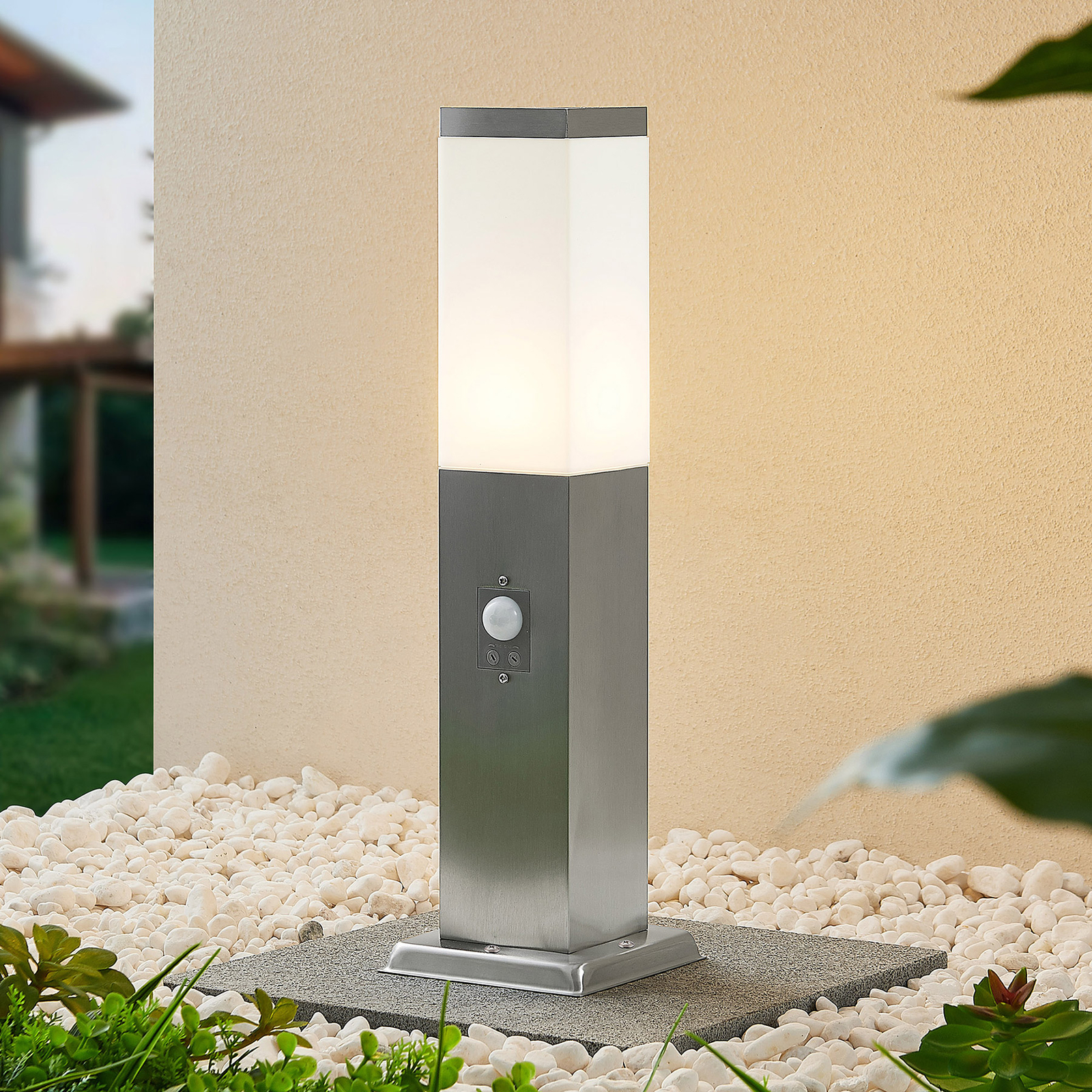 ELC Ijoma pillar light, stainless steel, sensor